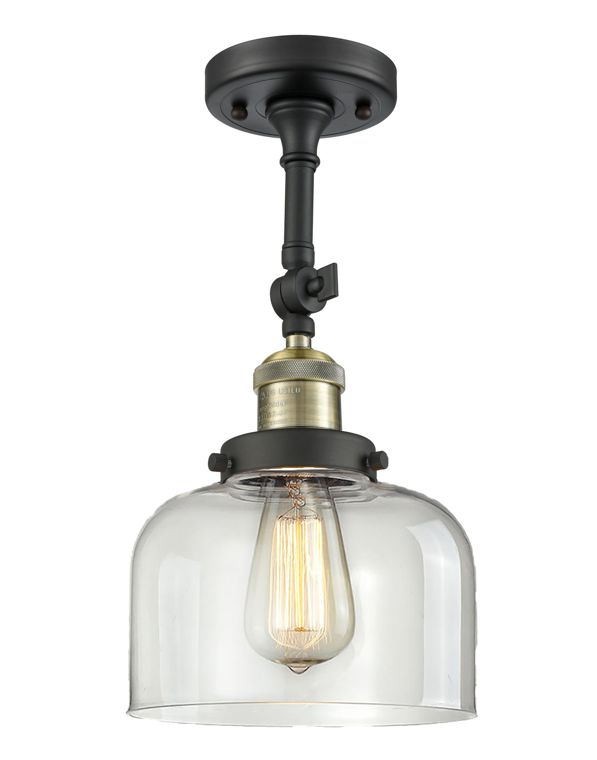 Bell 8-Inch 1-Light Semi-Flush Mount with LED Bulb 14.5-Inch High Sloped-Ceiling Compatible