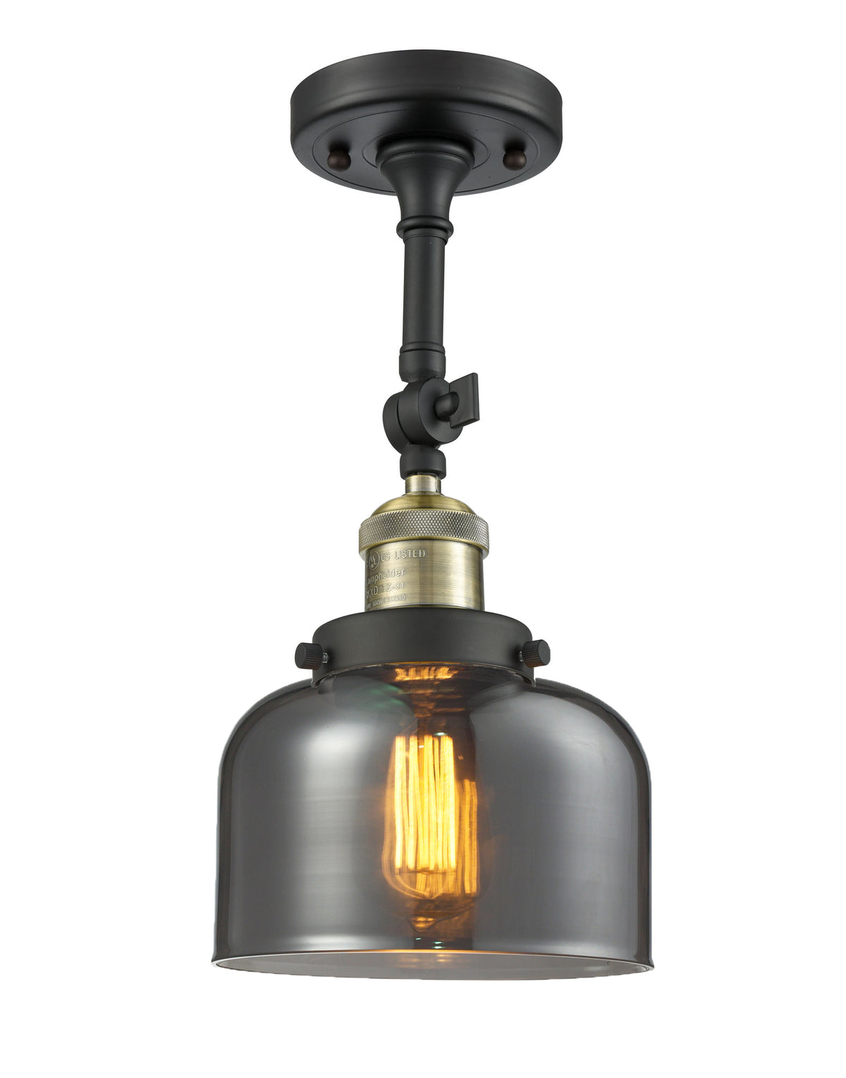 Bell 8-Inch 1-Light Semi-Flush Mount with LED Bulb 14.5-Inch High Sloped-Ceiling Compatible
