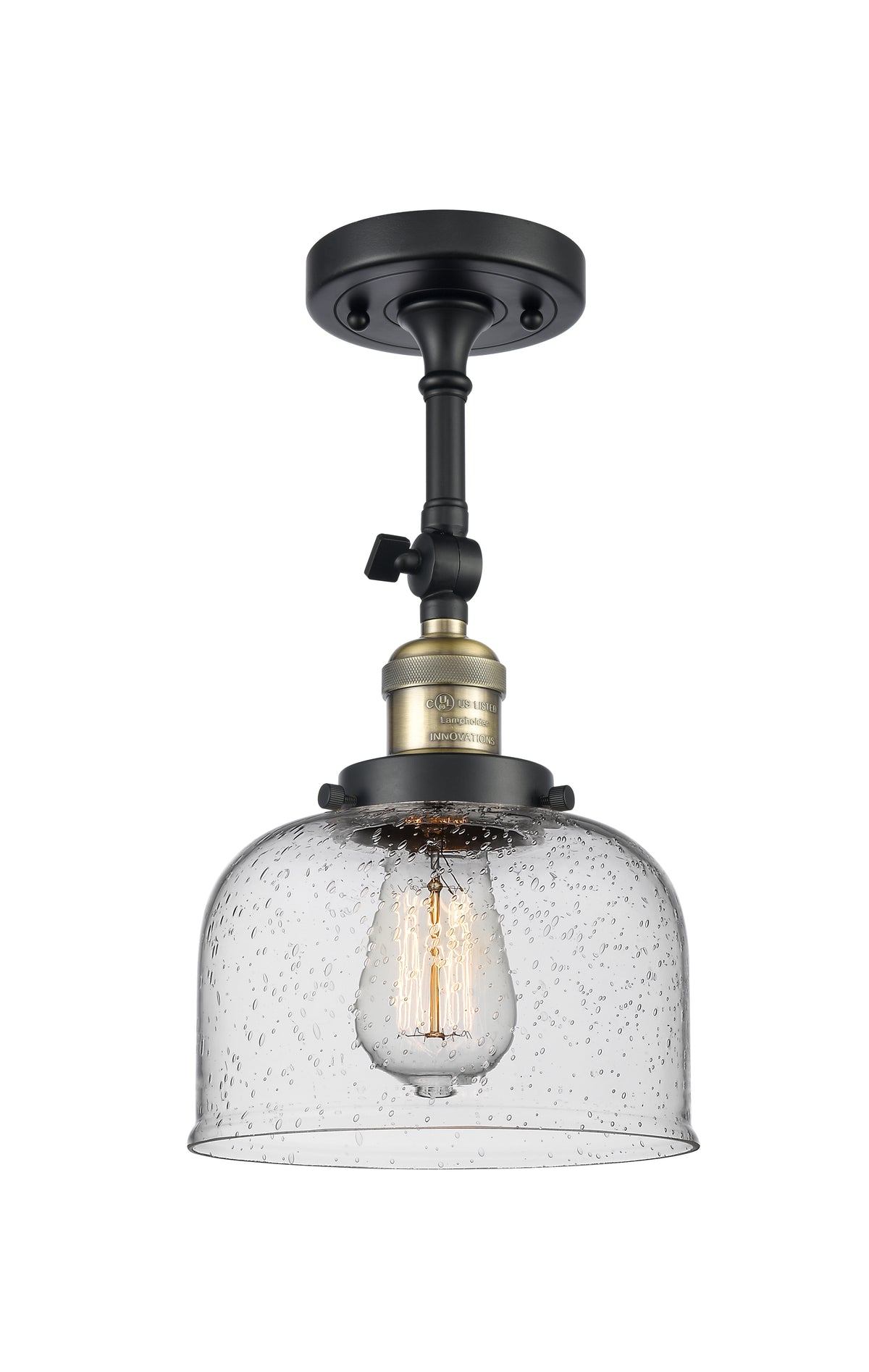 Bell 8-Inch 1-Light Semi-Flush Mount with LED Bulb 14.5-Inch High Sloped-Ceiling Compatible
