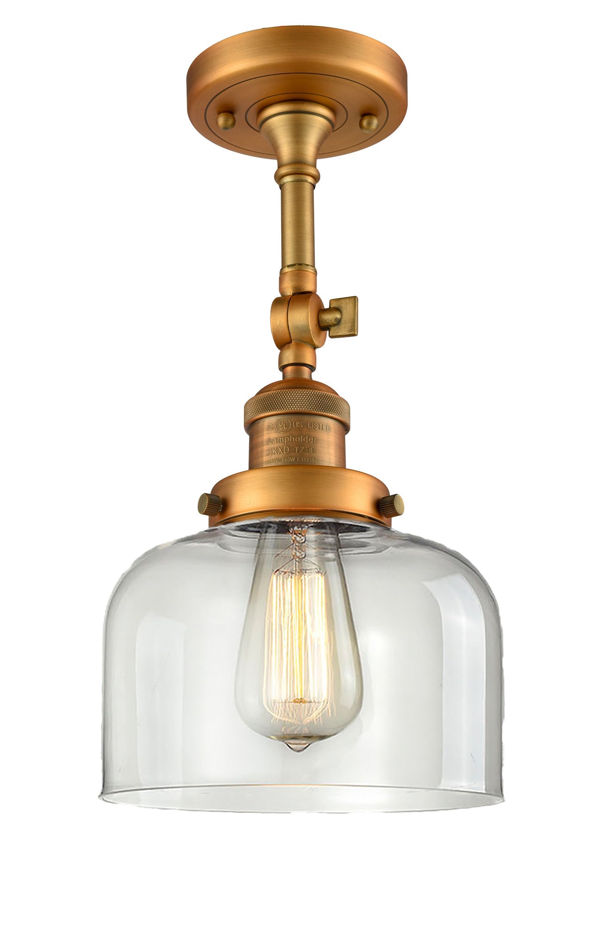 Bell 8-Inch 1-Light Semi-Flush Mount with LED Bulb 14.5-Inch High Sloped-Ceiling Compatible