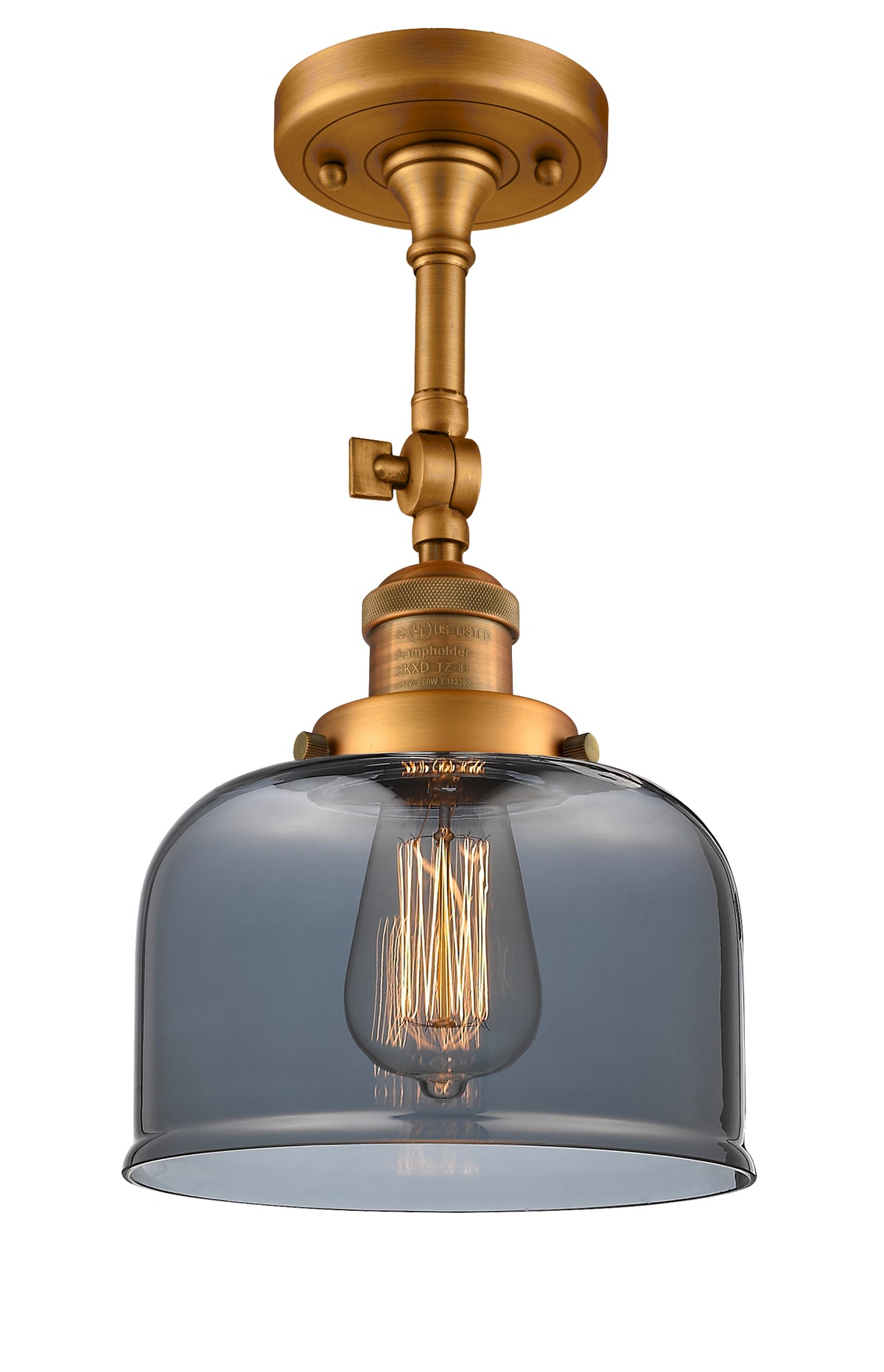 Bell 8-Inch 1-Light Semi-Flush Mount with LED Bulb 14.5-Inch High Sloped-Ceiling Compatible