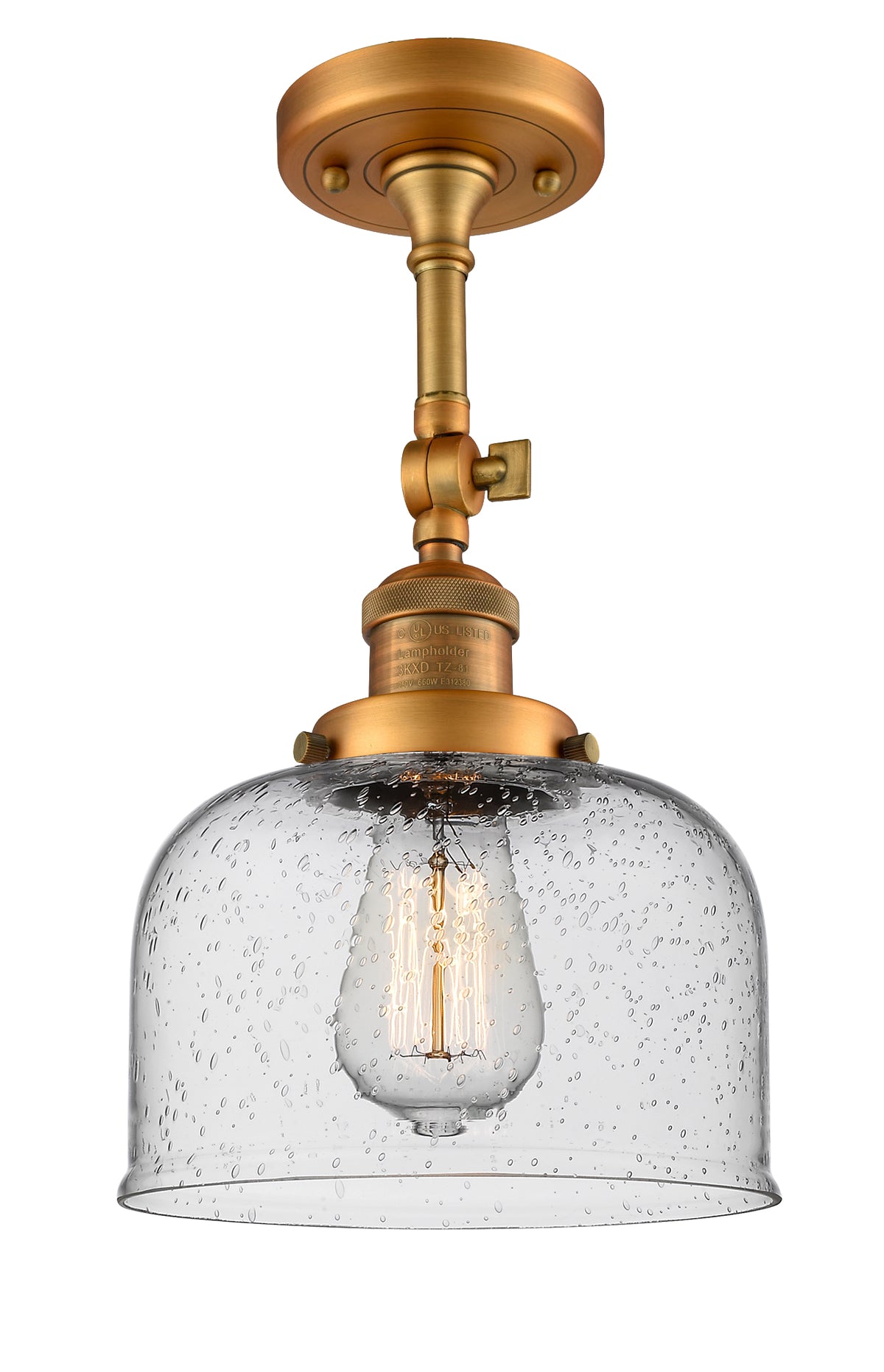 Bell 8-Inch 1-Light Semi-Flush Mount with LED Bulb 14.5-Inch High Sloped-Ceiling Compatible