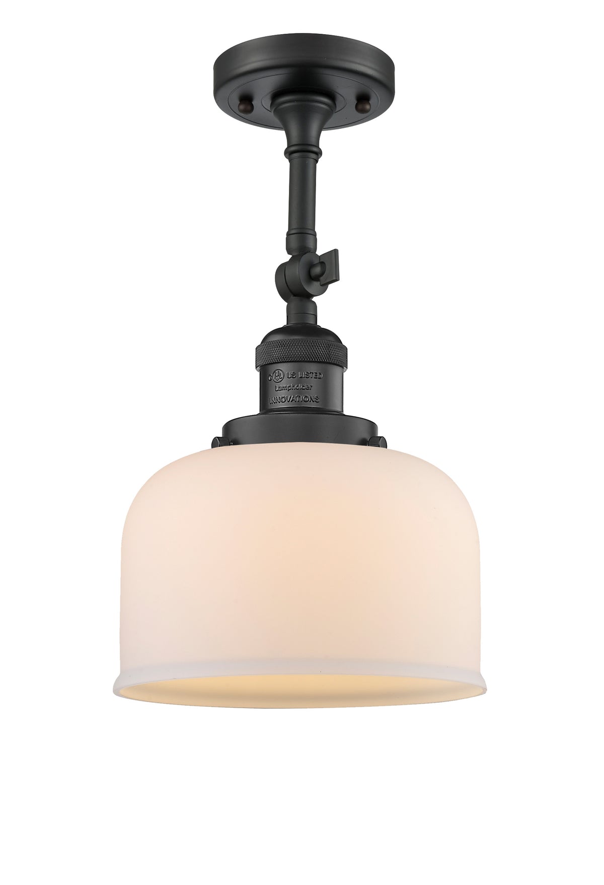 Bell 8-Inch 1-Light Semi-Flush Mount with LED Bulb 14.5-Inch High Sloped-Ceiling Compatible