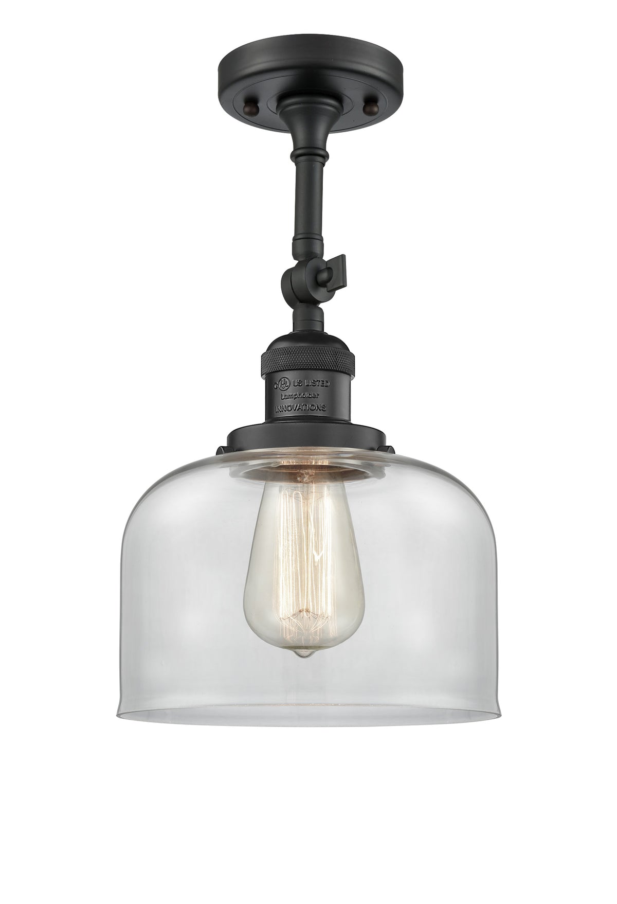 Bell 8-Inch 1-Light Semi-Flush Mount with LED Bulb 14.5-Inch High Sloped-Ceiling Compatible