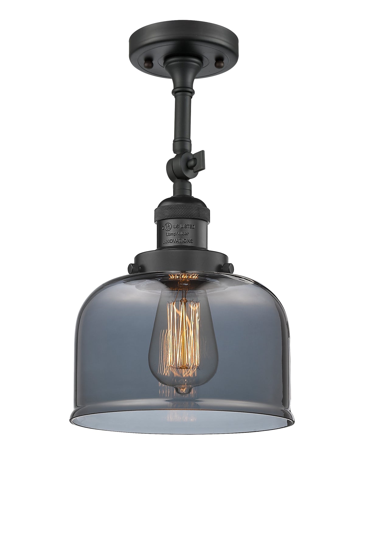 Bell 8-Inch 1-Light Semi-Flush Mount with LED Bulb 14.5-Inch High Sloped-Ceiling Compatible