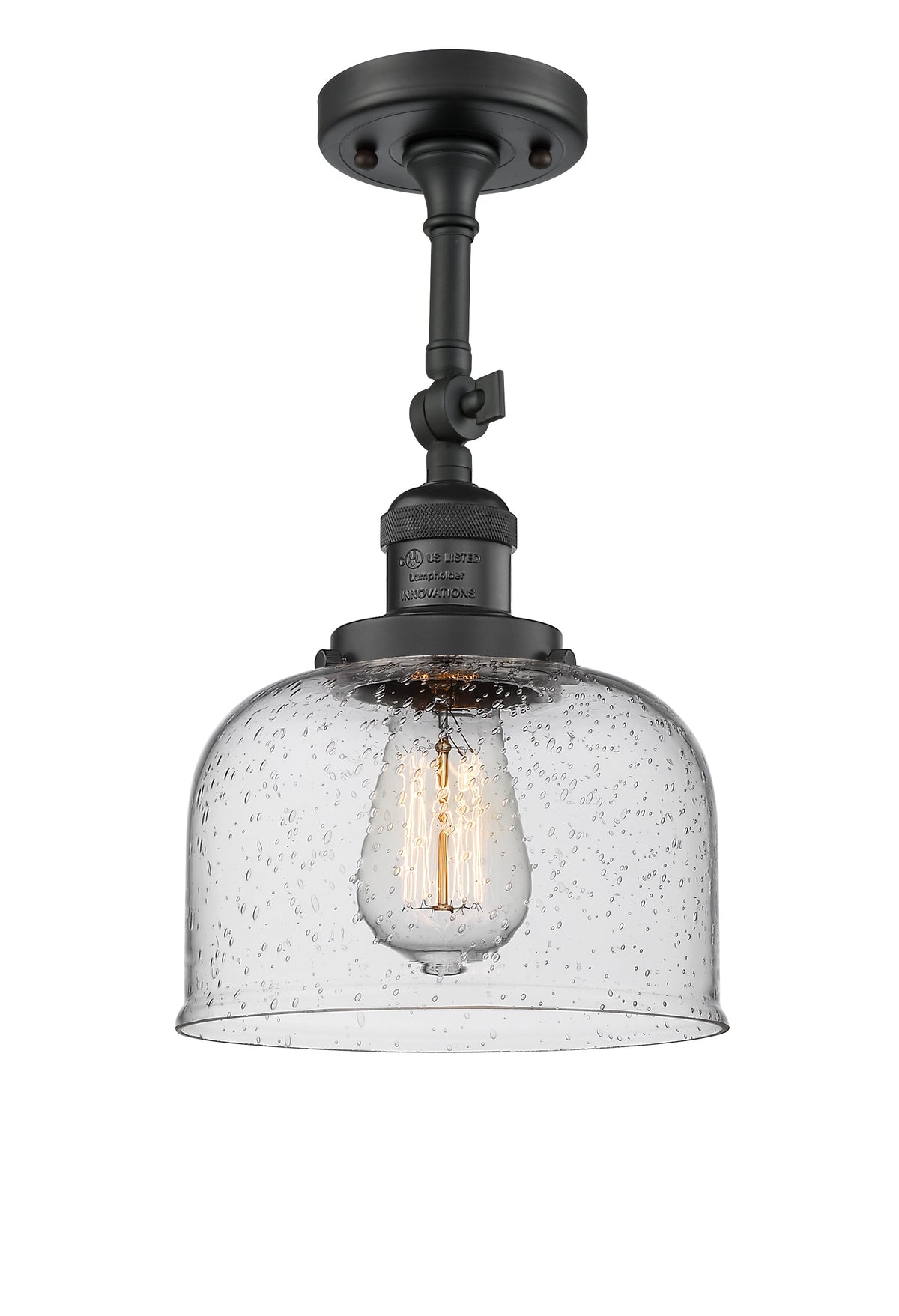 Bell 8-Inch 1-Light Semi-Flush Mount with LED Bulb 14.5-Inch High Sloped-Ceiling Compatible