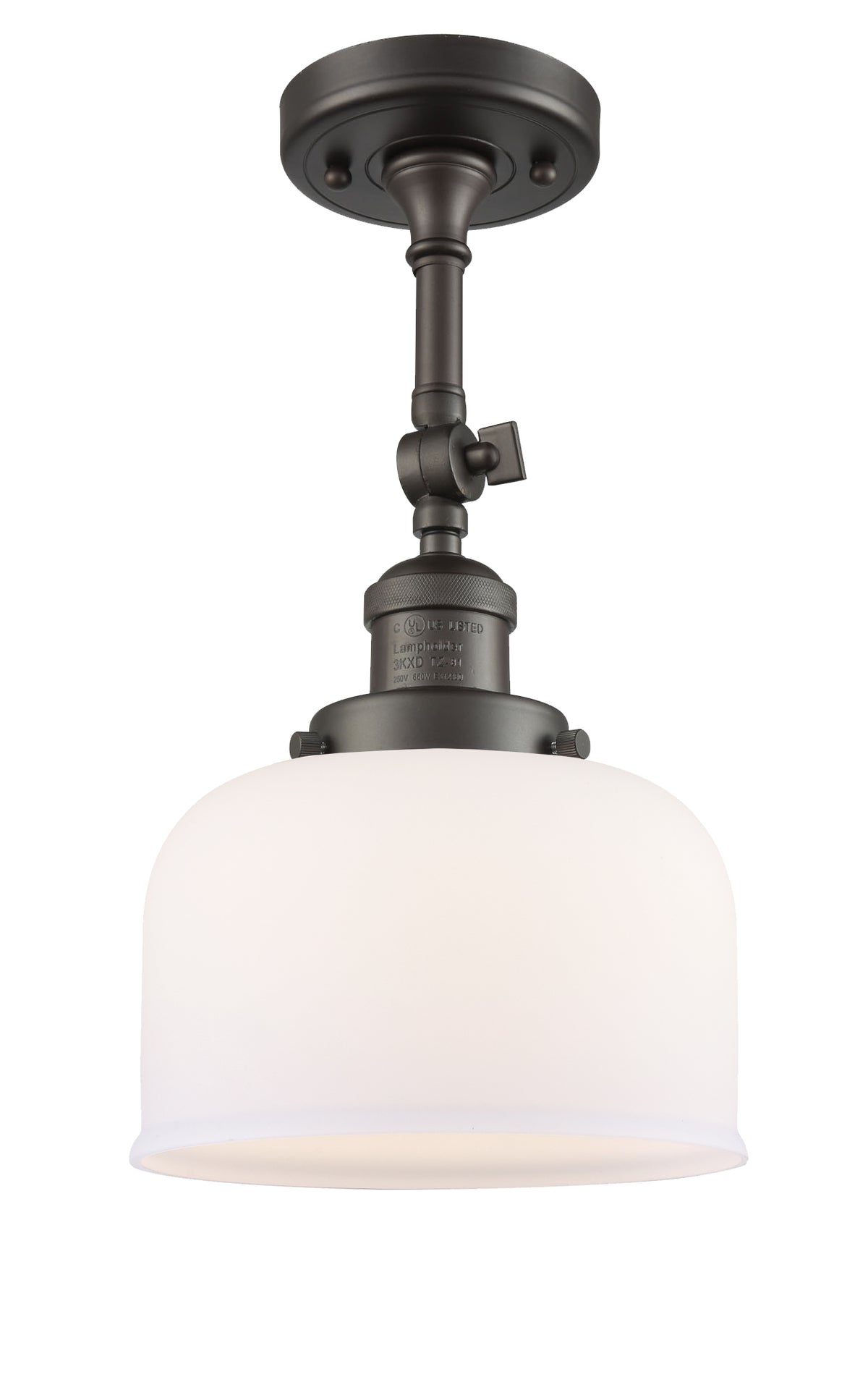 Bell 8-Inch 1-Light Semi-Flush Mount with LED Bulb 14.5-Inch High Sloped-Ceiling Compatible