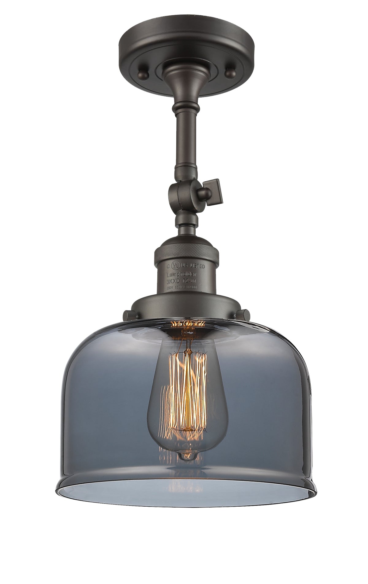 Bell 8-Inch 1-Light Semi-Flush Mount with LED Bulb 14.5-Inch High Sloped-Ceiling Compatible
