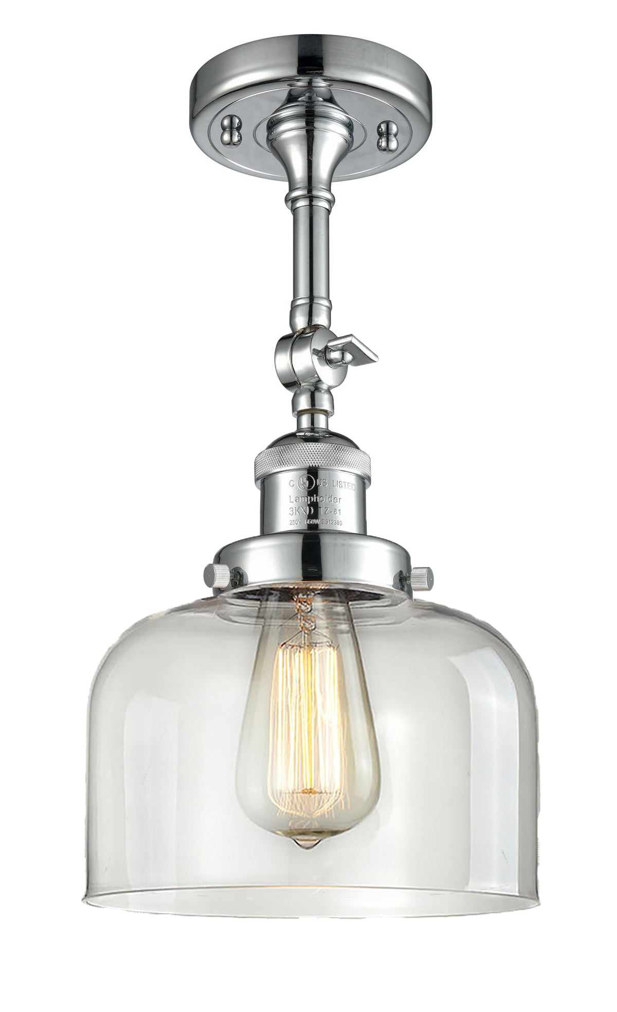 Bell 8-Inch 1-Light Semi-Flush Mount with LED Bulb 14.5-Inch High Sloped-Ceiling Compatible