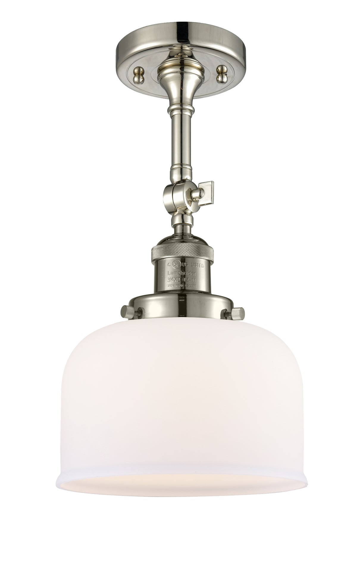 Bell 8-Inch 1-Light Semi-Flush Mount with LED Bulb 14.5-Inch High Sloped-Ceiling Compatible