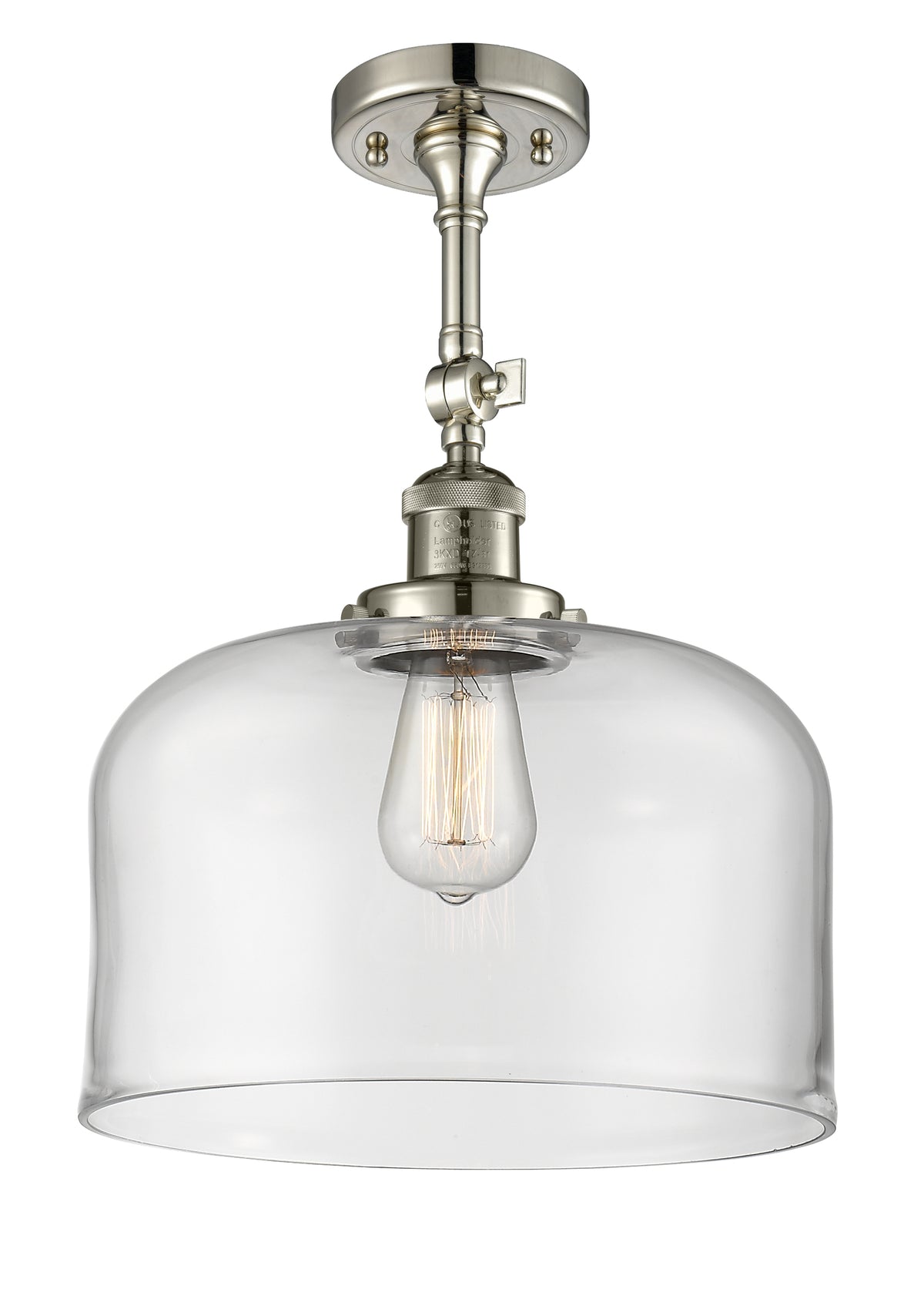 Bell 12-Inch 1-Light Semi-Flush Mount with LED Bulb 16.5-Inch High