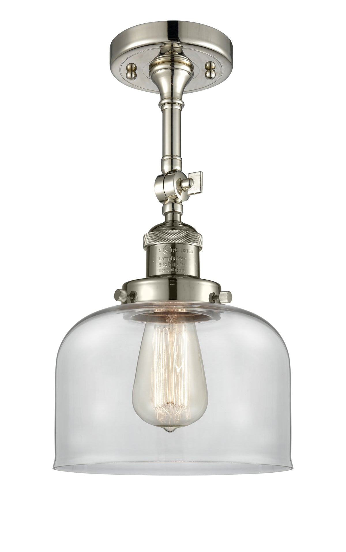 Bell 8-Inch 1-Light Semi-Flush Mount with LED Bulb 14.5-Inch High Sloped-Ceiling Compatible