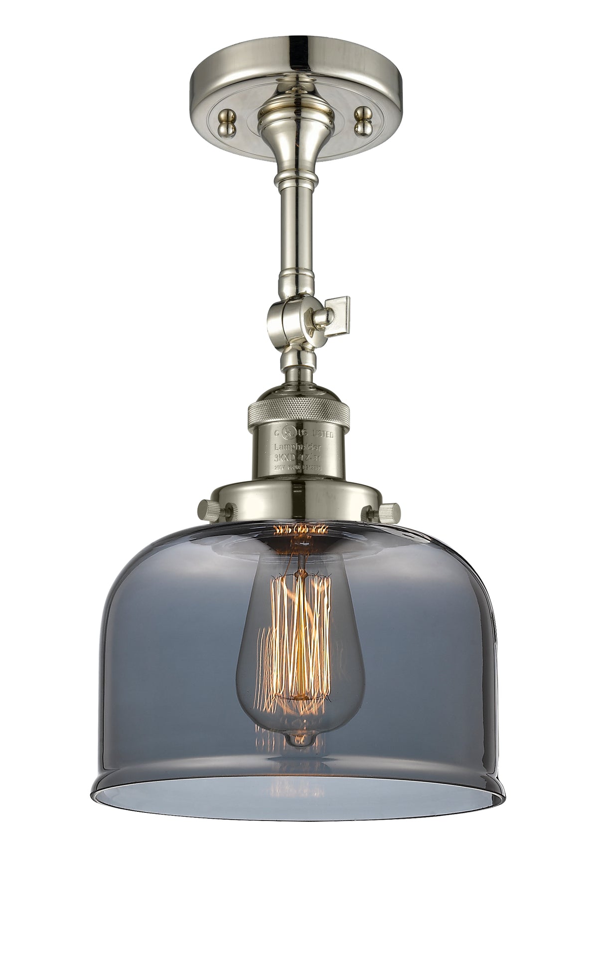 Bell 8-Inch 1-Light Semi-Flush Mount with LED Bulb 14.5-Inch High Sloped-Ceiling Compatible