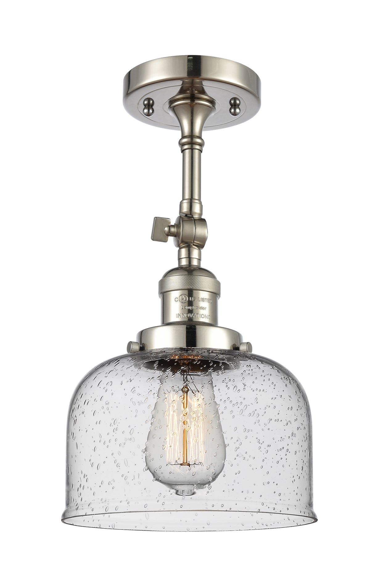 Bell 8-Inch 1-Light Semi-Flush Mount with LED Bulb 14.5-Inch High Sloped-Ceiling Compatible