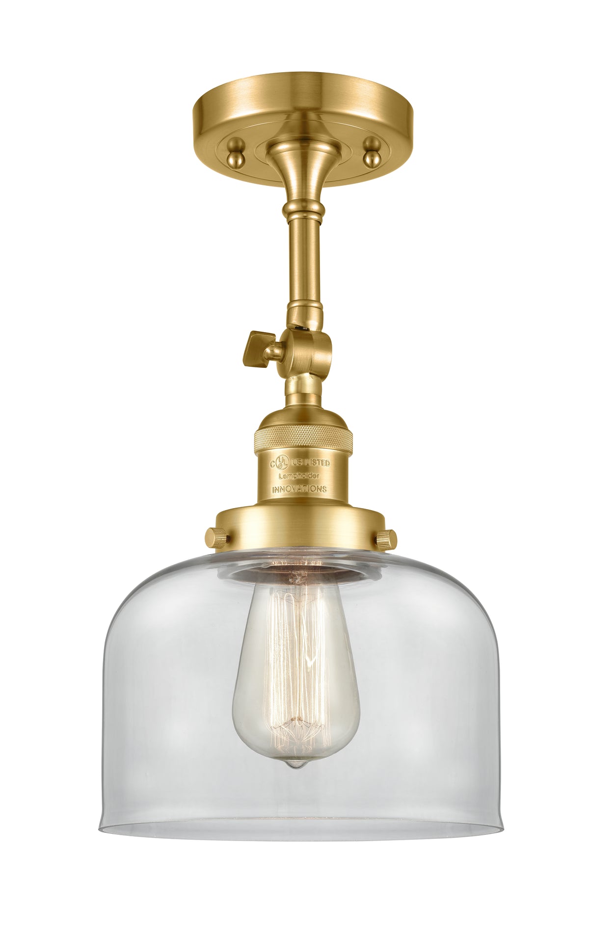 Bell 8-Inch 1-Light Semi-Flush Mount with LED Bulb 14.5-Inch High Sloped-Ceiling Compatible