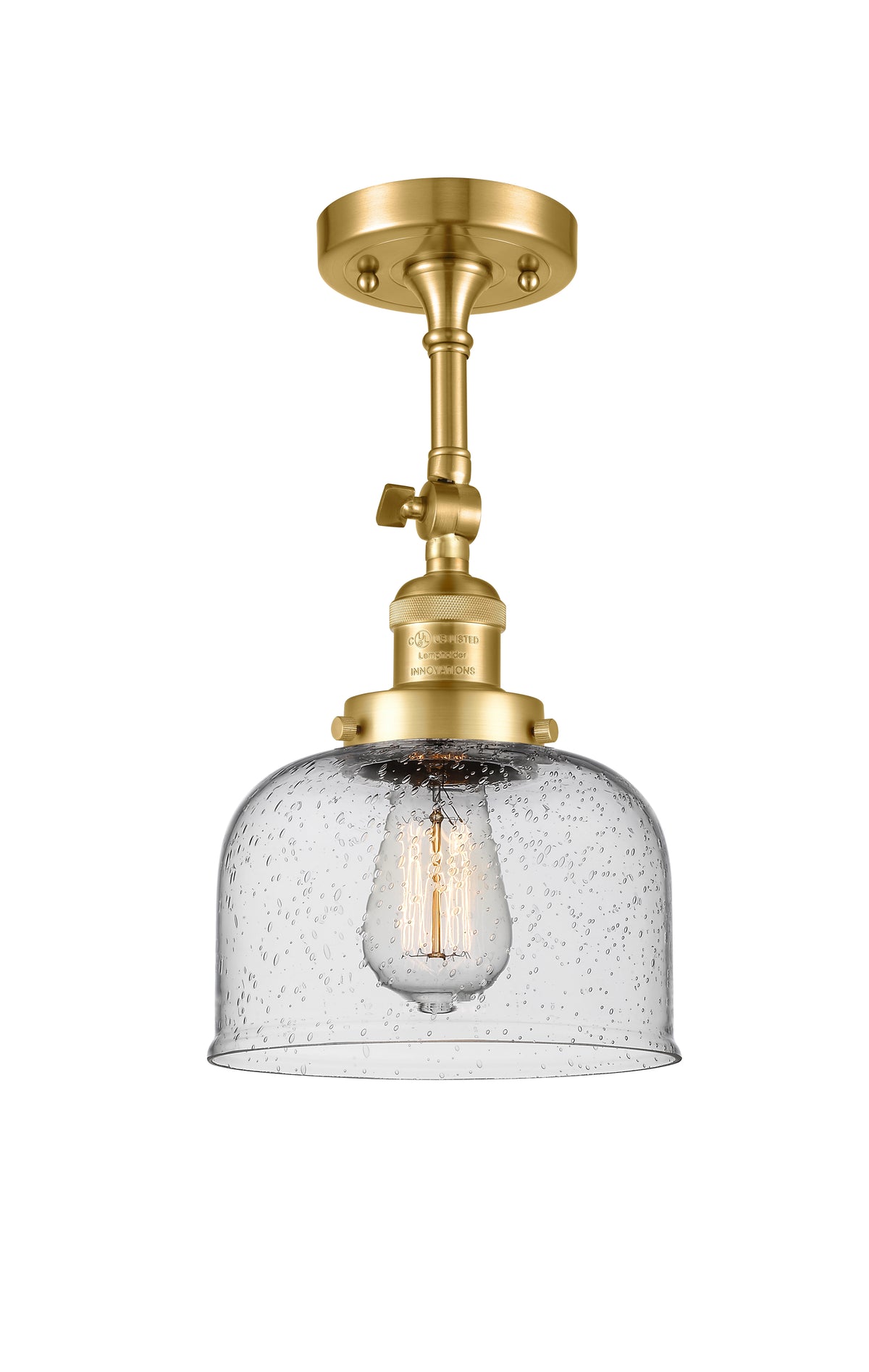 Bell 8-Inch 1-Light Semi-Flush Mount with LED Bulb 14.5-Inch High Sloped-Ceiling Compatible