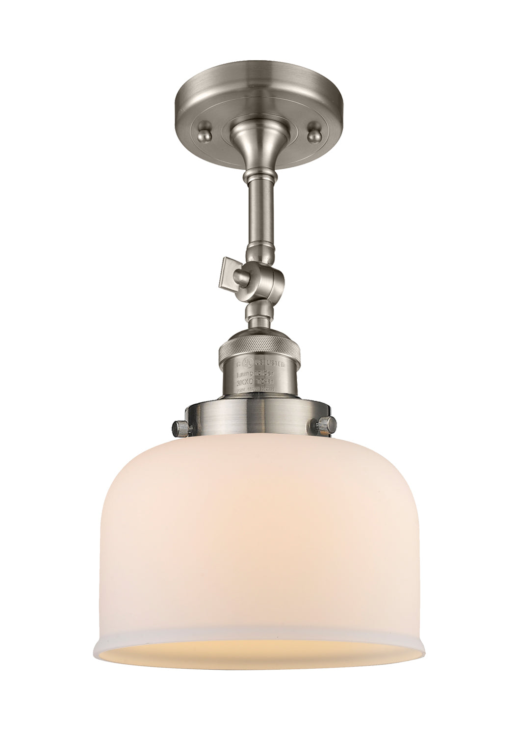 Bell 8-Inch 1-Light Semi-Flush Mount with LED Bulb 14.5-Inch High Sloped-Ceiling Compatible