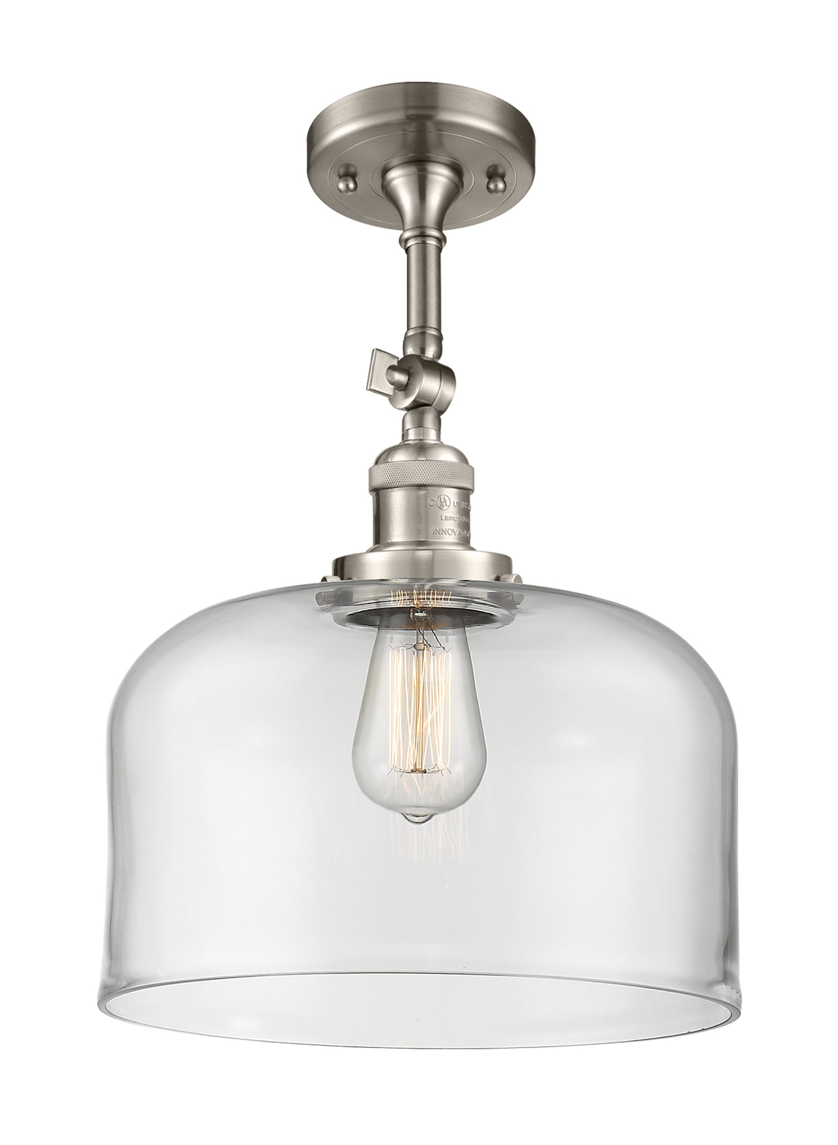 Bell 12-Inch 1-Light Semi-Flush Mount with LED Bulb 16.5-Inch High