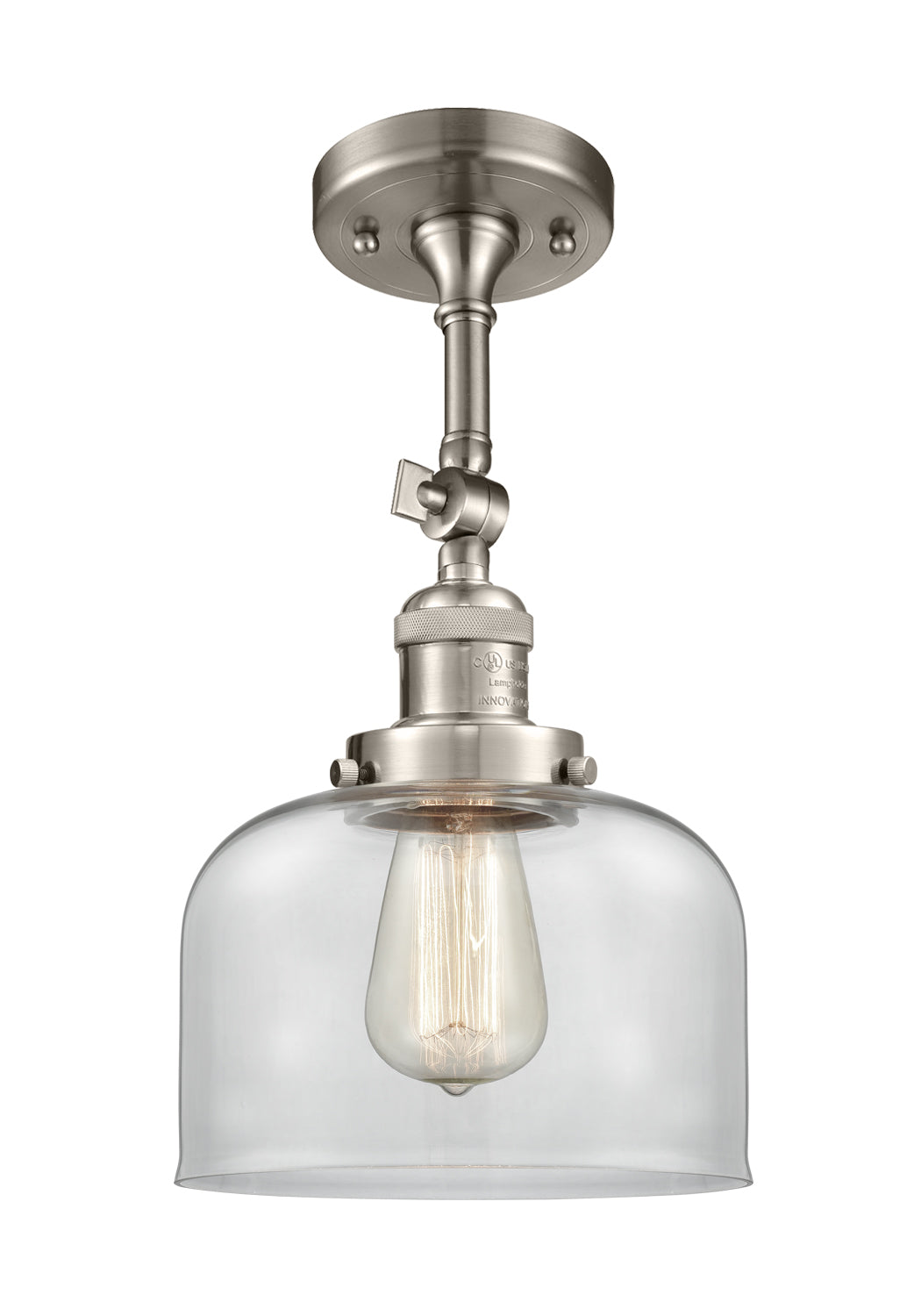 Bell 8-Inch 1-Light Semi-Flush Mount with LED Bulb 14.5-Inch High Sloped-Ceiling Compatible