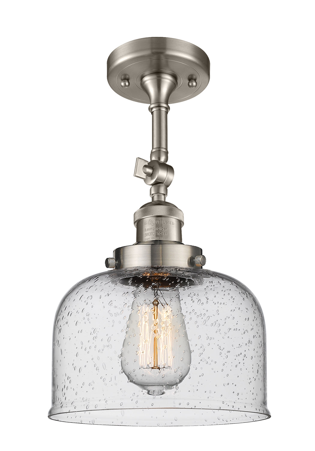 Bell 8-Inch 1-Light Semi-Flush Mount with LED Bulb 14.5-Inch High Sloped-Ceiling Compatible