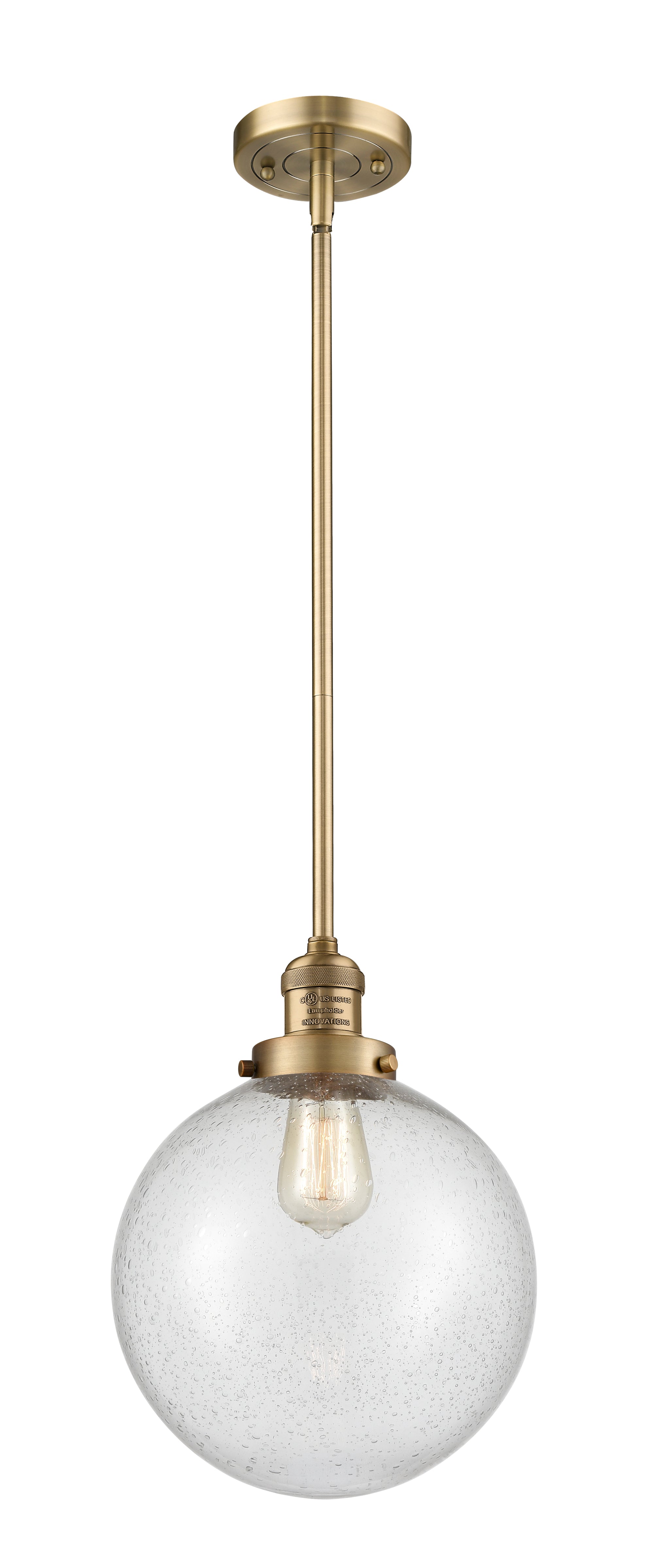 Franklin Restoration Mini Pendant Brass Glass
