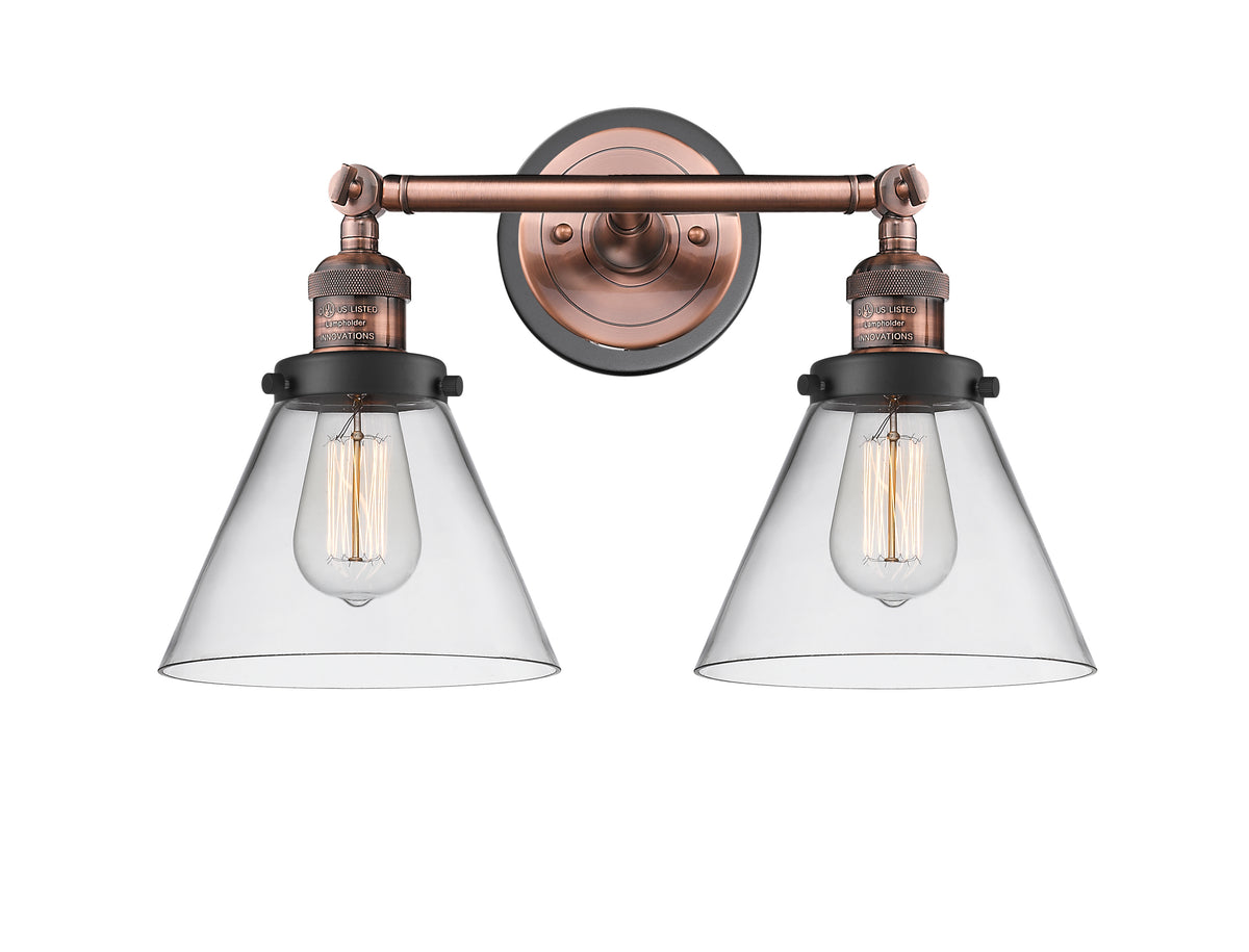 Cone 18-Inch 2-Light Bath Vanity Light 11-Inch High 10.25-Inch Extension