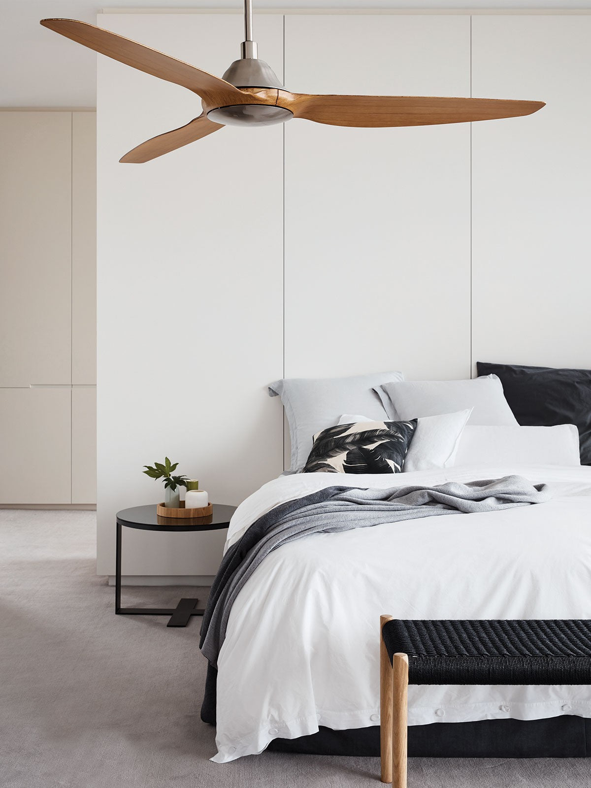 60 Inch DC Chrome Ceiling Fan in Brushed Chrome and Teak with Remote