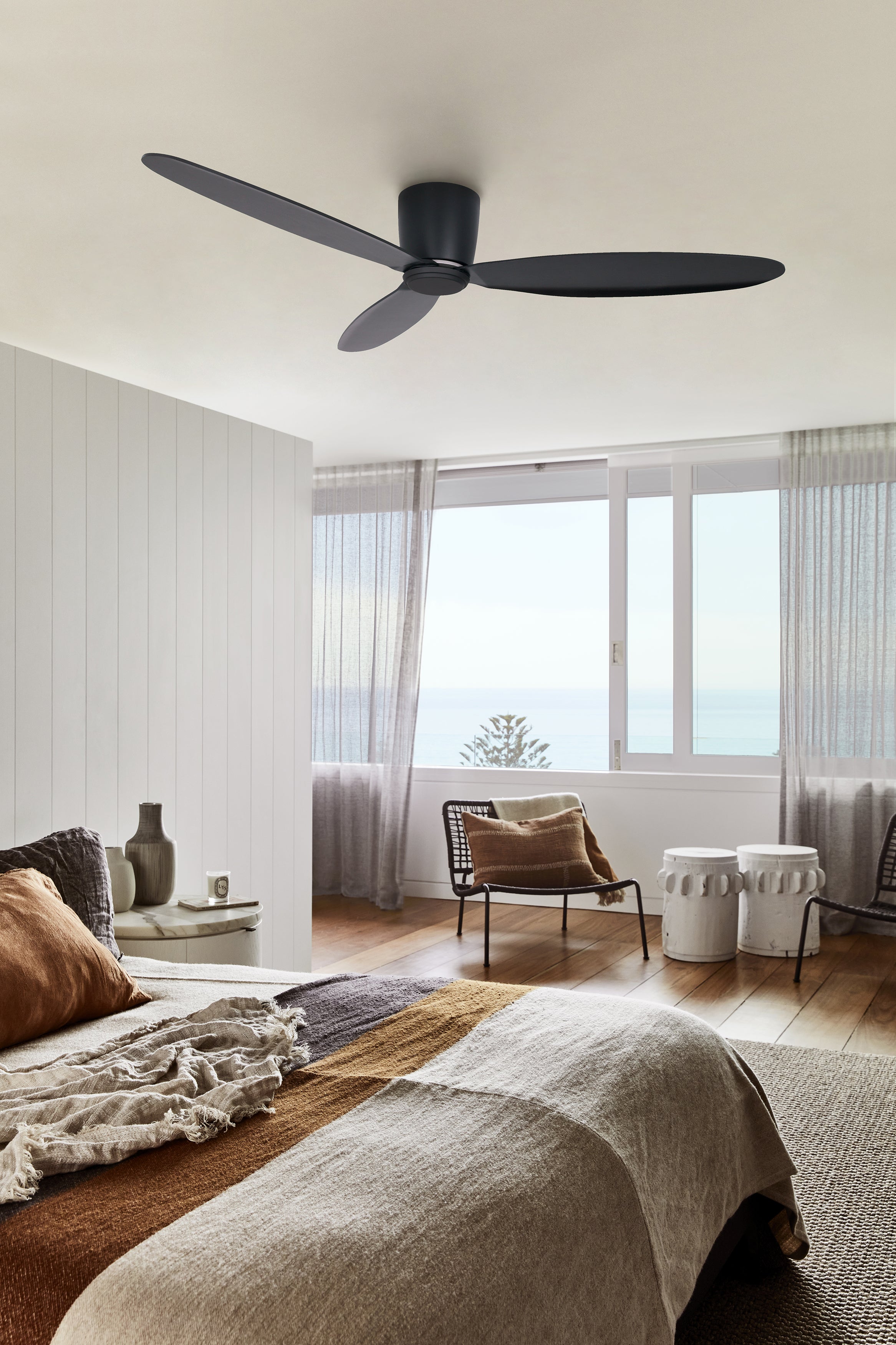 52 Inch DC Black Fan with Remote and Black Blades