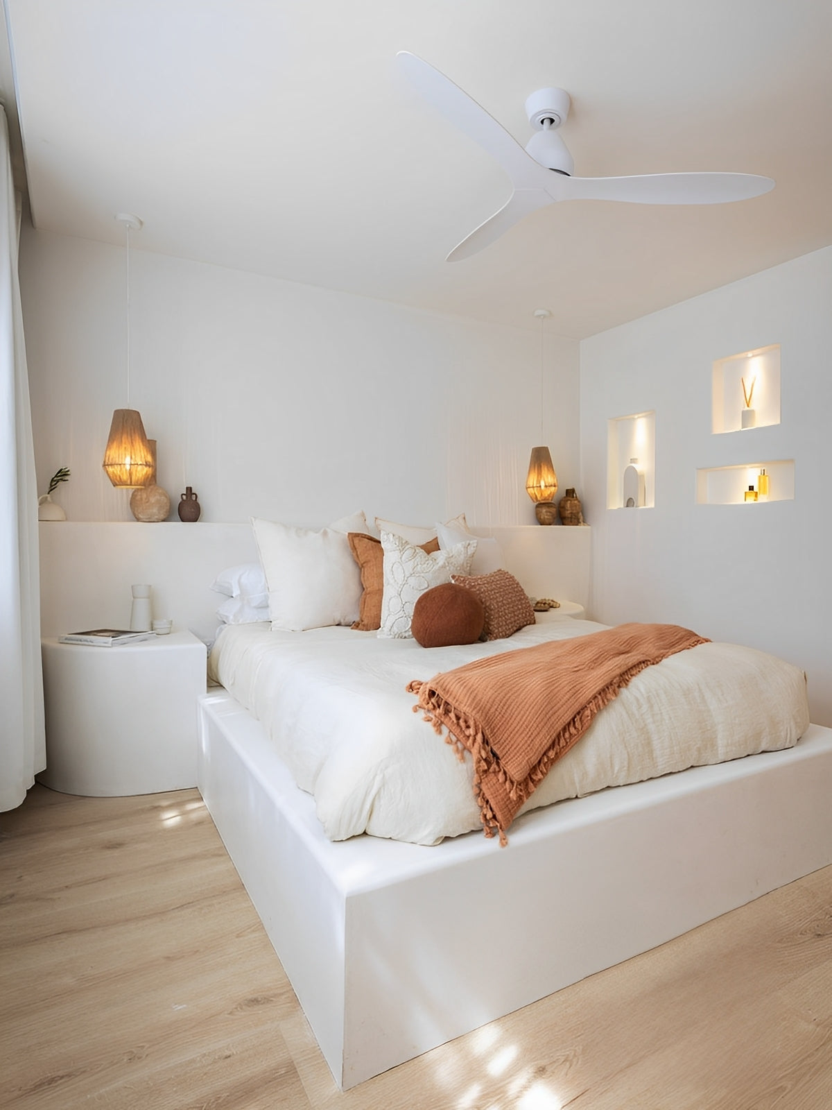 56 Inch DC WiFi Indoor Outdoor Smart Fan in White with Remote