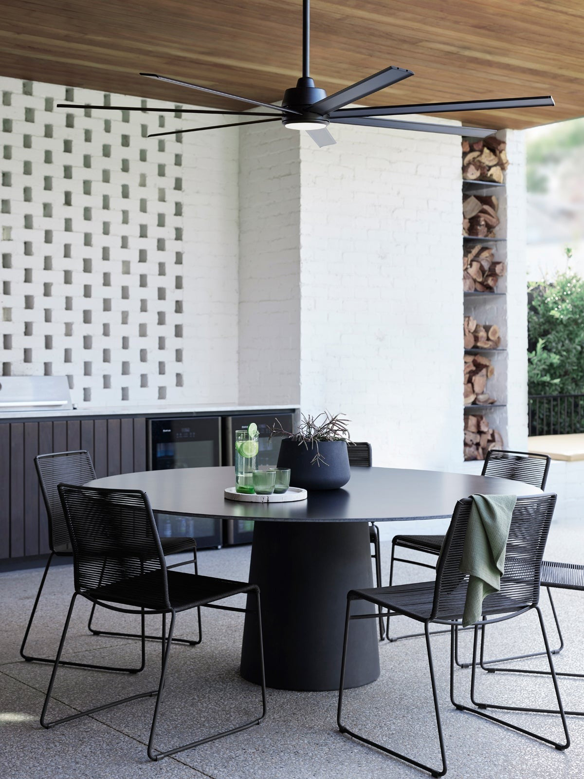 Atlanta 72 Inch Black Fan with LED Light and Remote