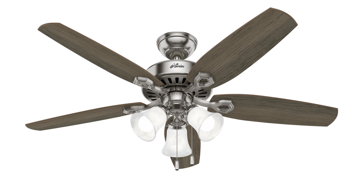 52 inch Builder Brushed Nickel Ceiling Fan with LED Light Kit