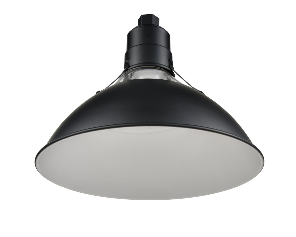 13'' Satin Black Aluminum; Glass R Series Glass Cone Shade