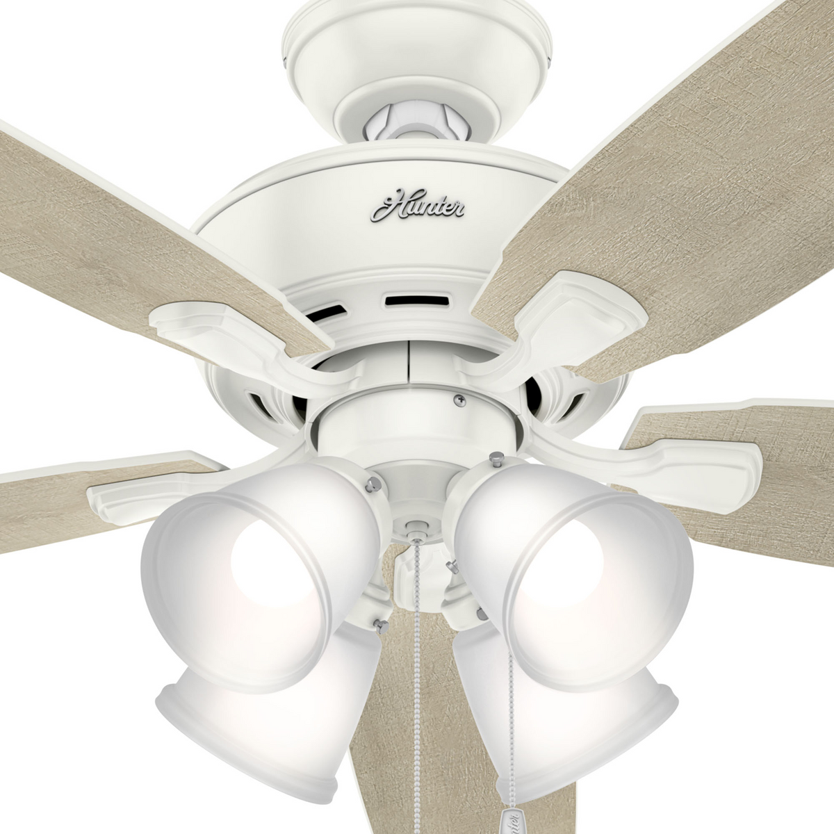 52 inch Amberlin Fresh White Ceiling Fan with LED Light Kit and Pull Chain