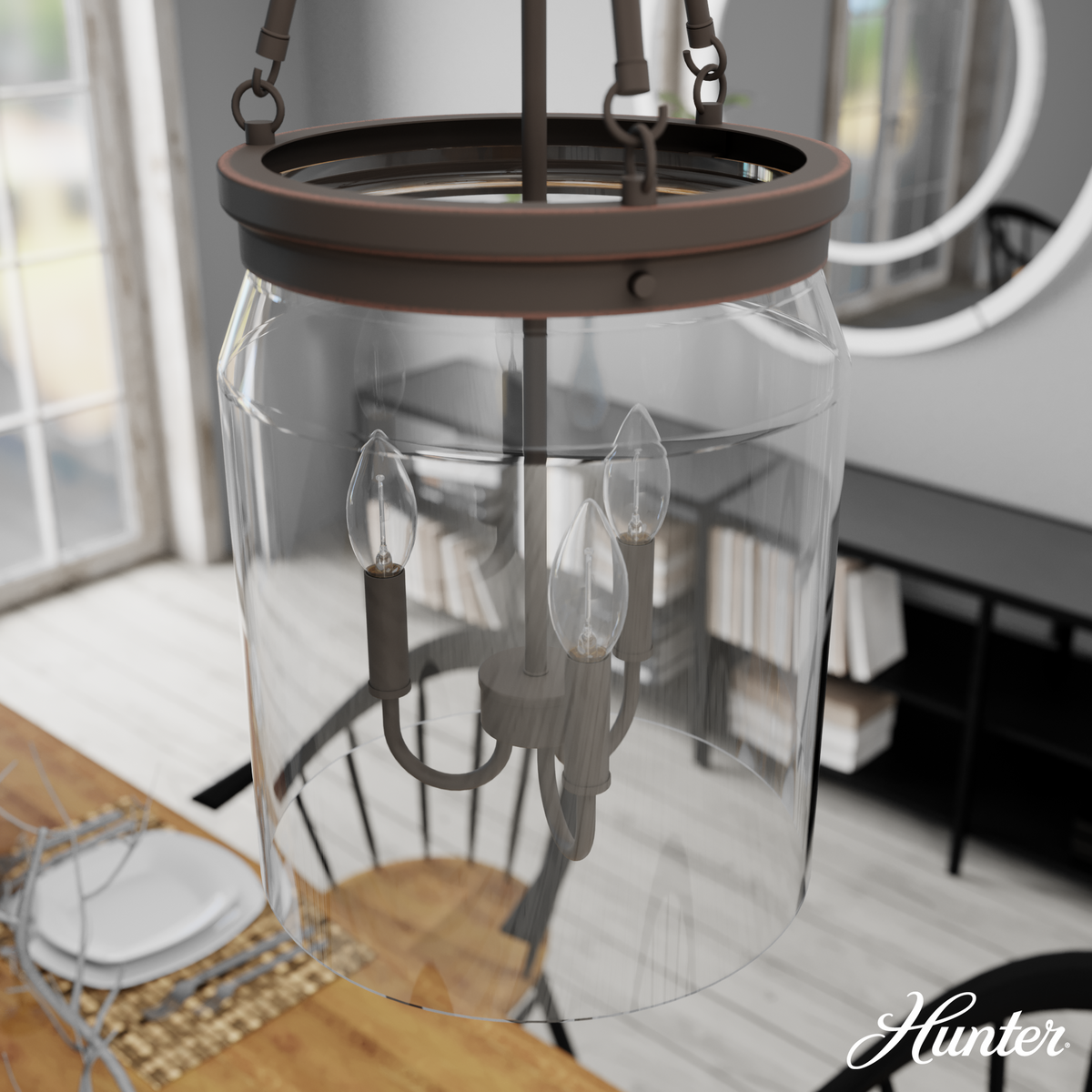 Devon Park 12-inch 3-light Onyx Bengal Lantern Pendant with Clear Glass