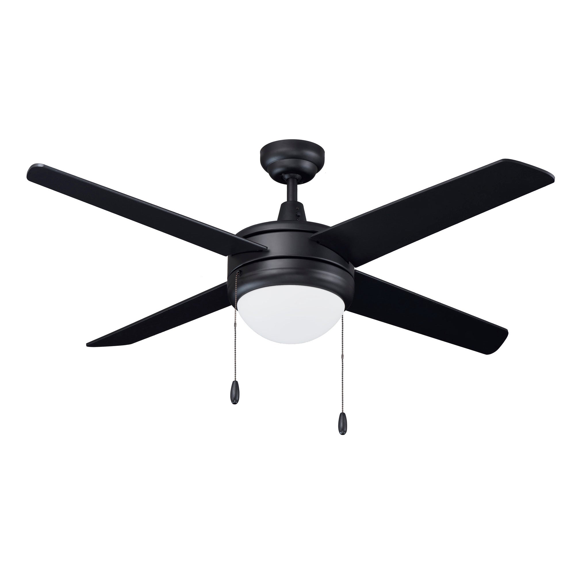 50 Inch Europa AC Matte Black Indoor Ceiling Fan 4-Blade 2 Lights Reversible