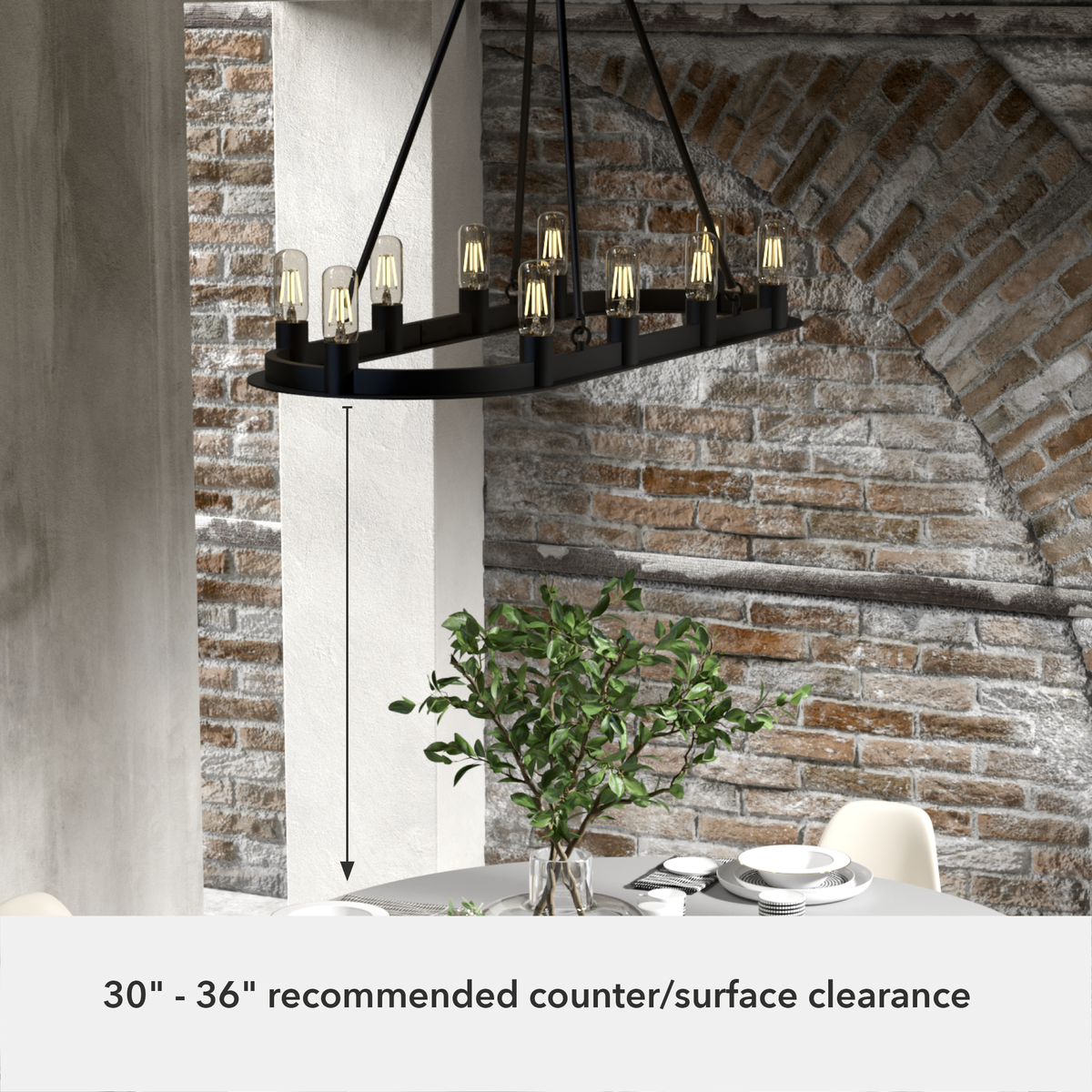 Saddlewood 46-inch 10-light Natural Black Iron Linear Chandelier