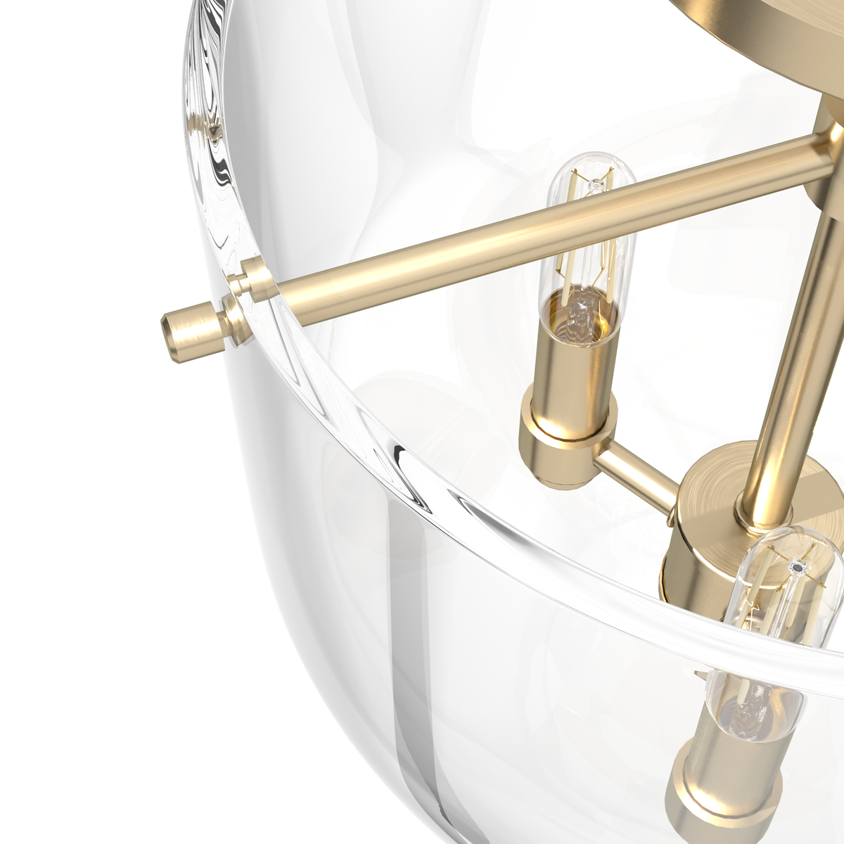 Sacha 11-inch 3-light Alturas Gold Semi-Flush Mount with Clear Glass