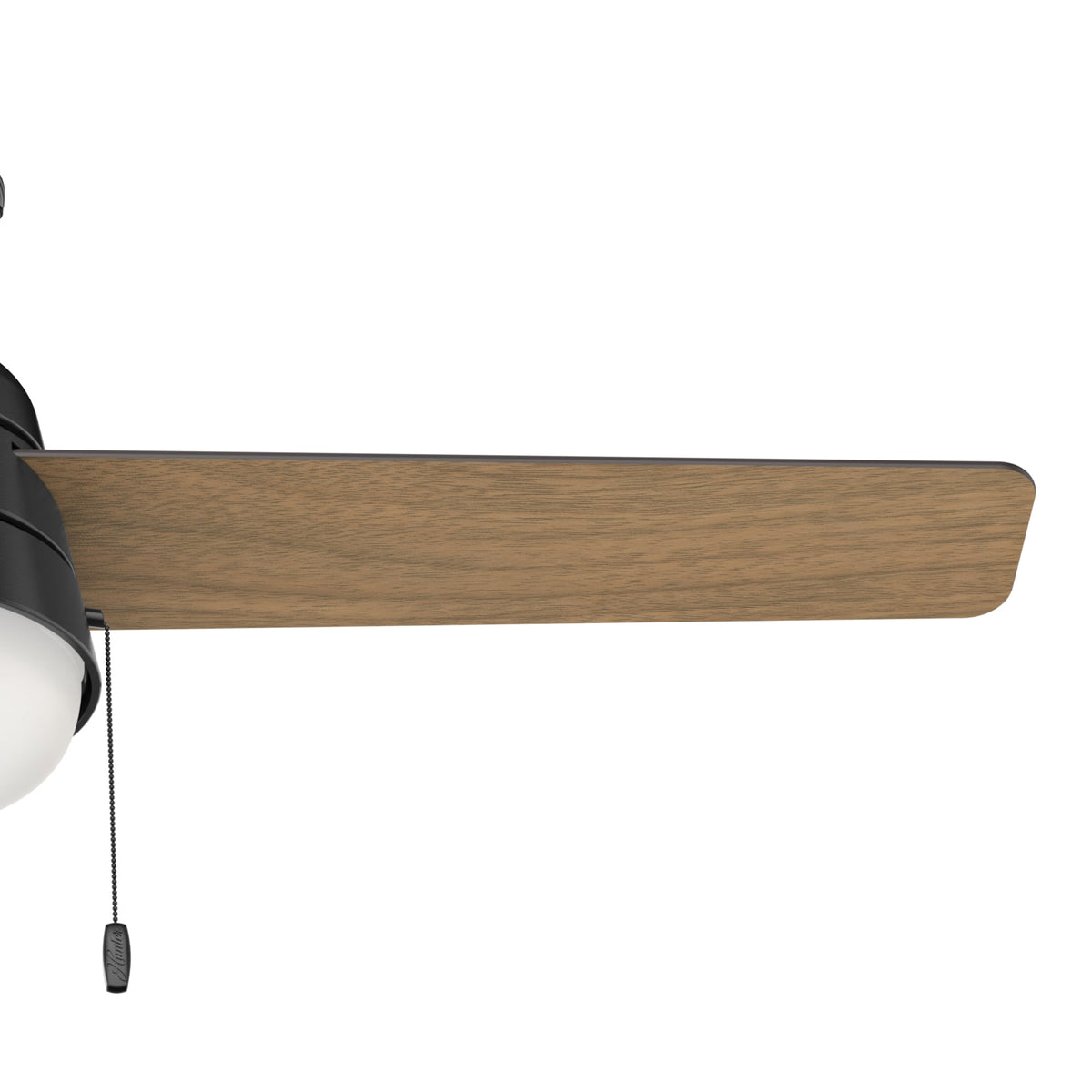 52 inch Aker Matte Black Damp Rated Ceiling Fan with LED Light Kit and Pull Chain