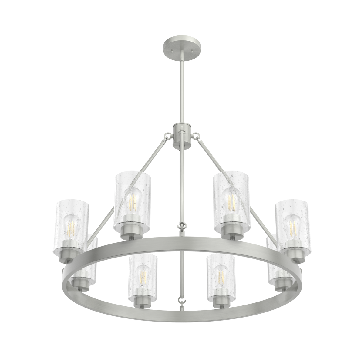 Hartland 32-inch 8-light Brushed Nickel Chandelier with Seeded Glass