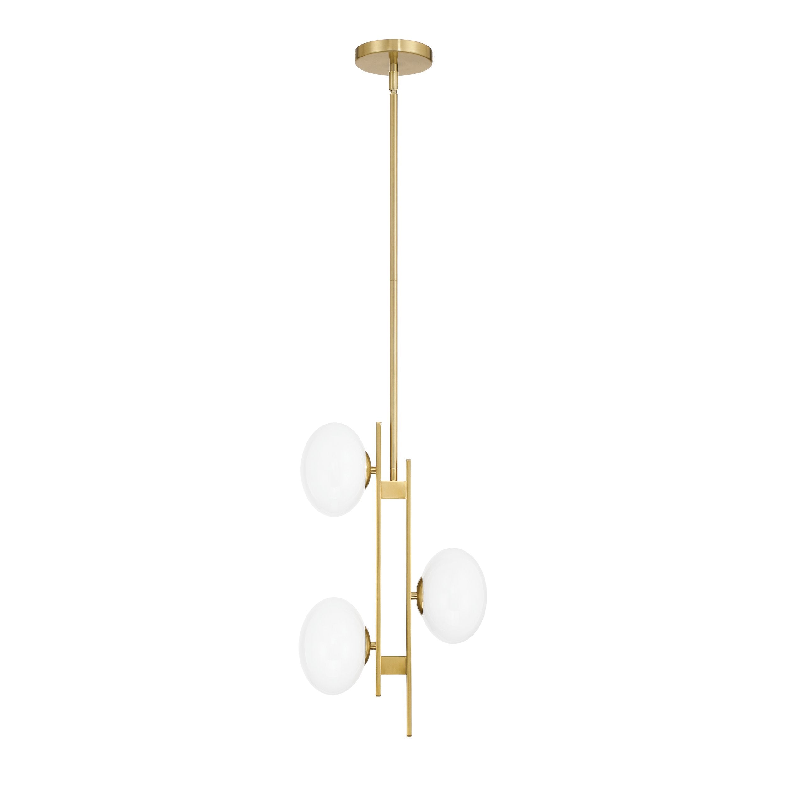 Julep 12-inch 3-light Brushed Gold Pendant Light with Opal Glass Shades