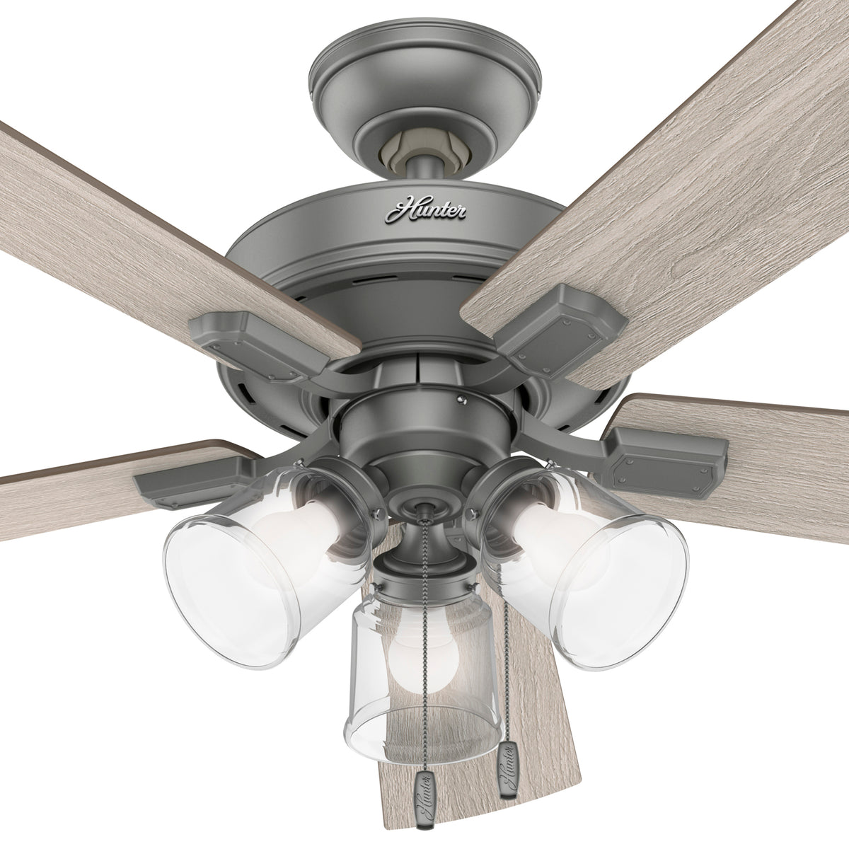 52 inch Crestfield Matte Silver Ceiling Fan with LED Light Kit and Pull Chain