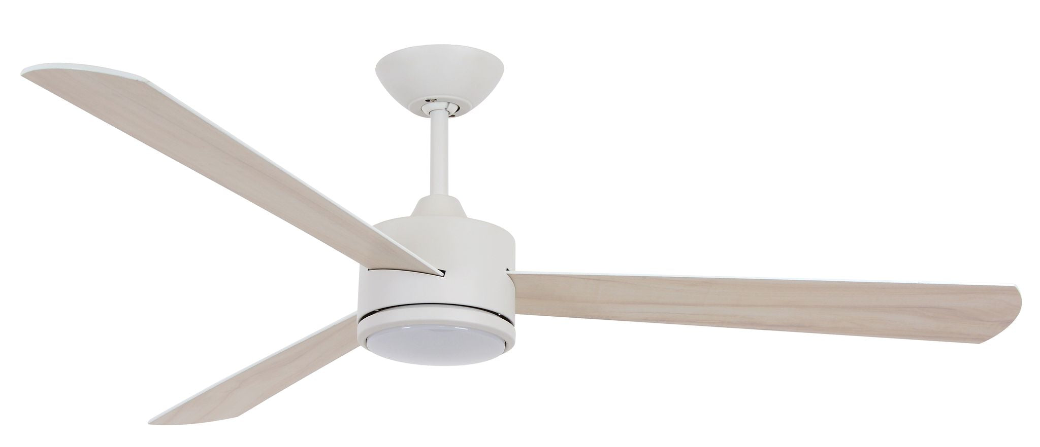 52 Inch DC White Fan with Reversible White Washed Oak Blades and Remote