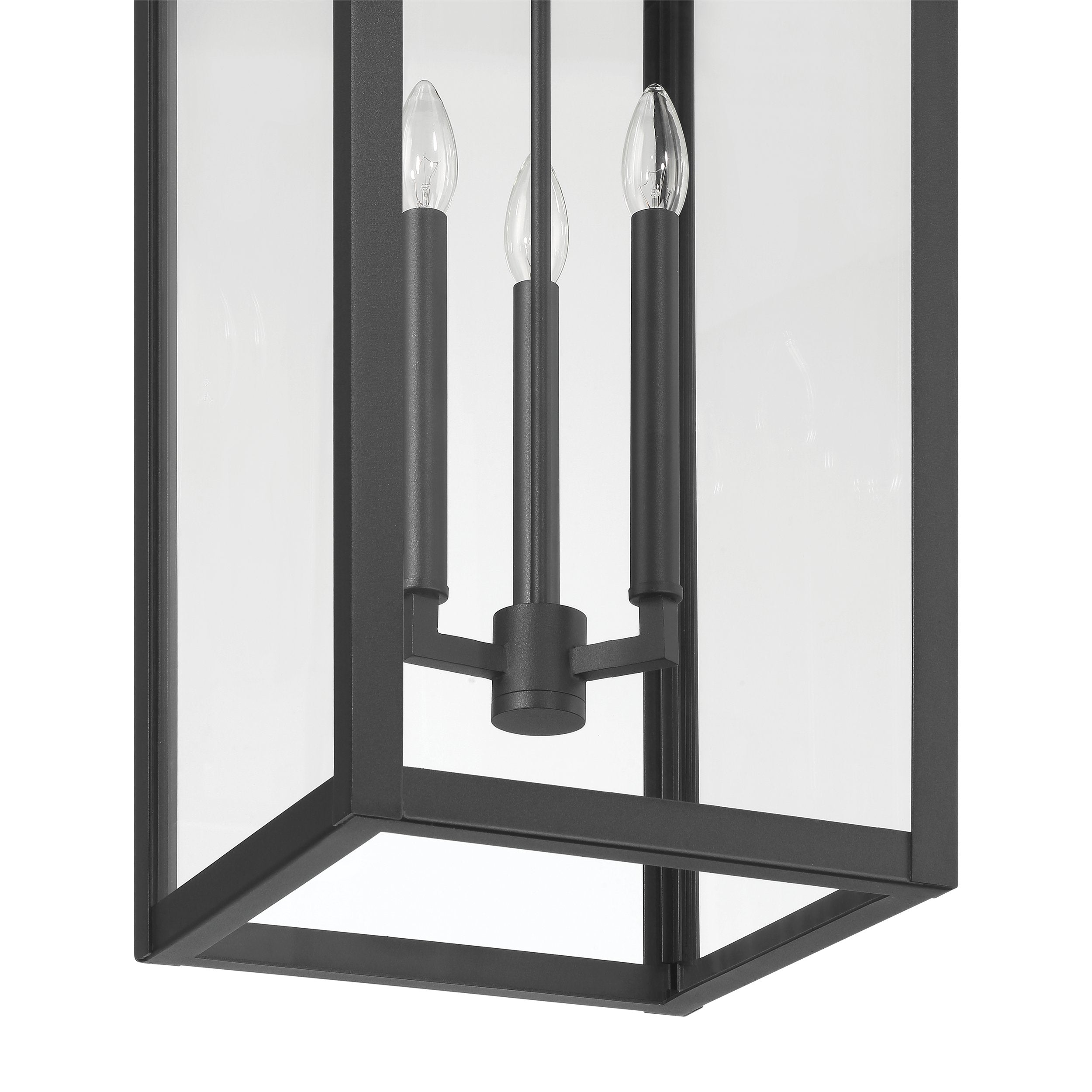 Hillside 11-inch 3-light Textured Black Exterior Pendant Light with Clear Glass