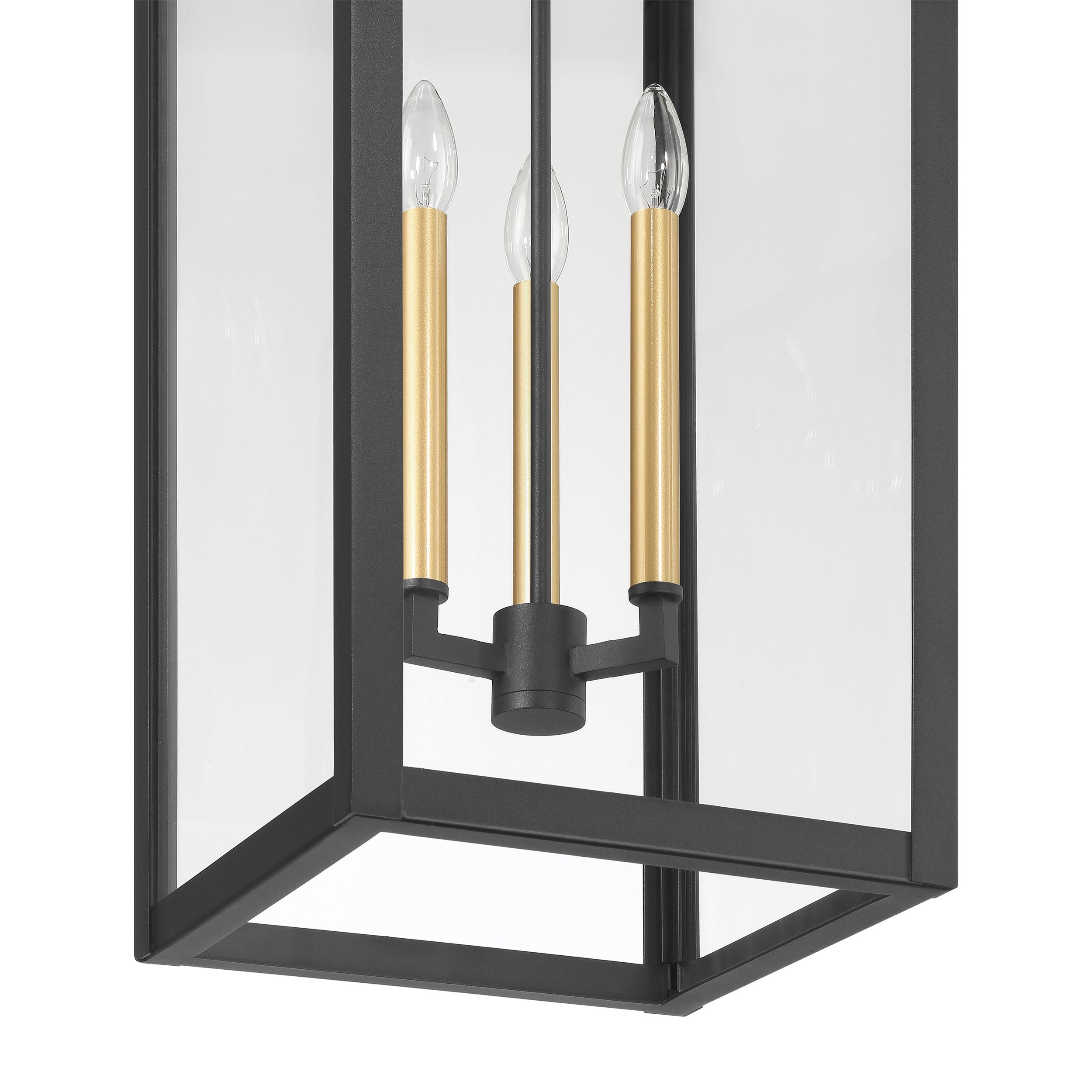 Hillside 11-inch 3-light Textured Black Exterior Pendant Light with Clear Glass