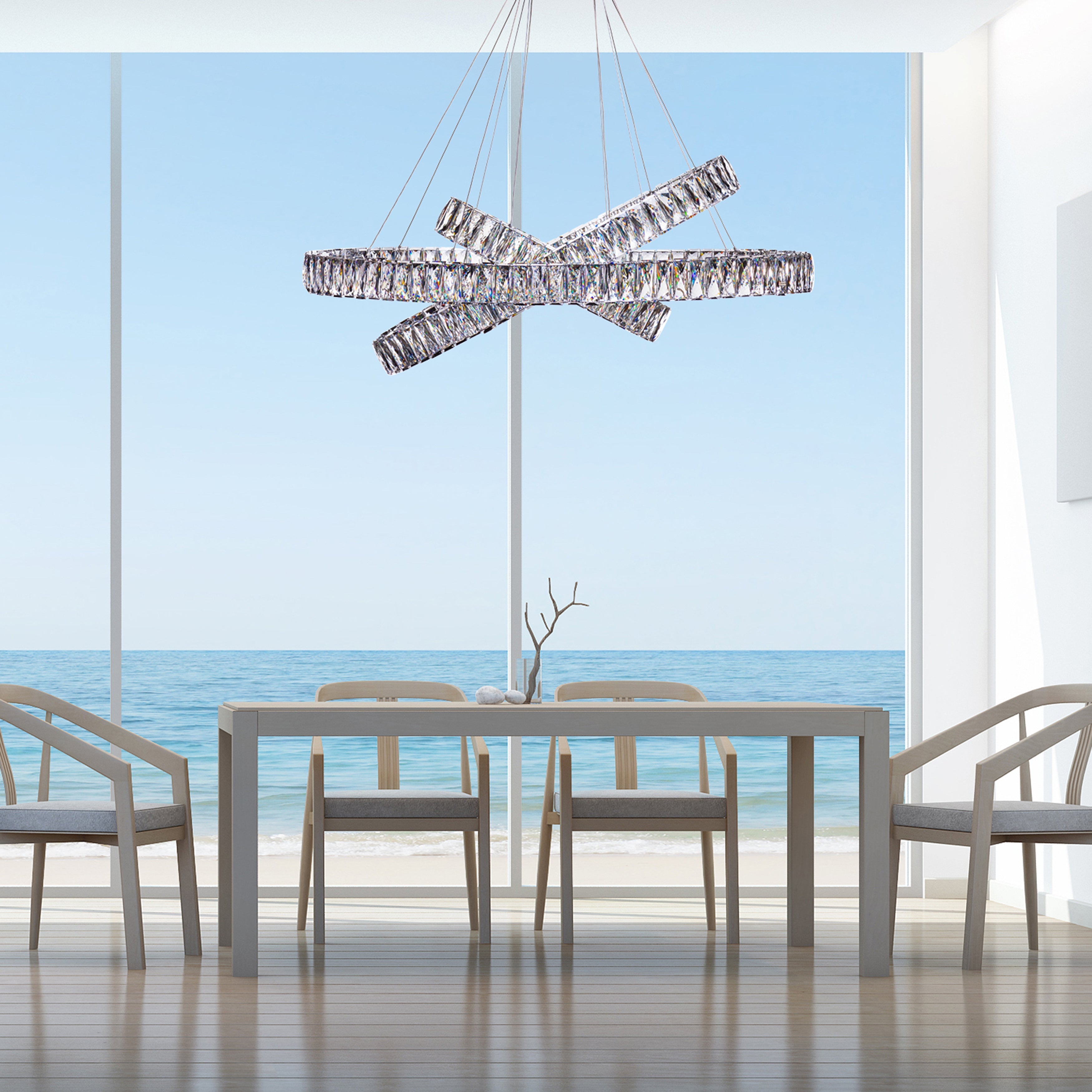 Crystal Elegance LED Chandelier | 3 Ovals