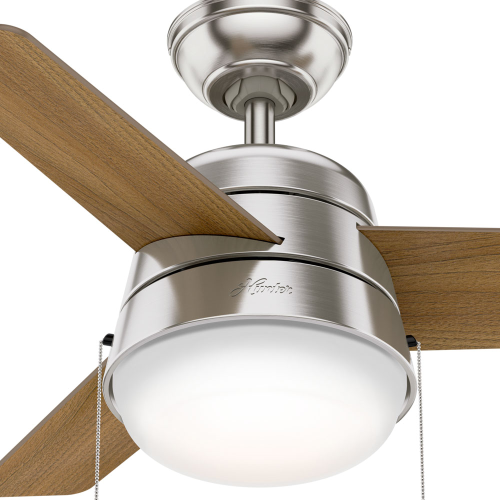 36 inch Aker Brushed Nickel Ceiling Fan with LED Light Kit and Pull Chain