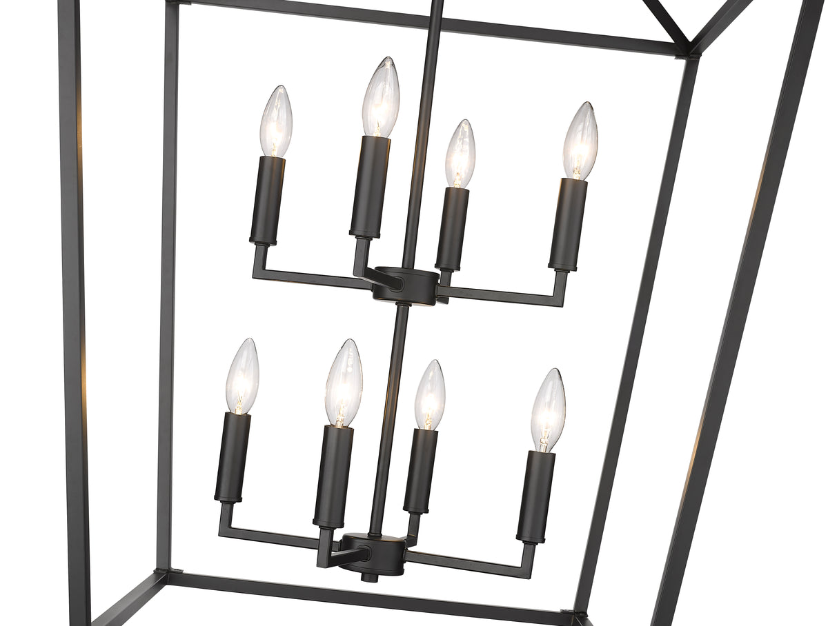 36'' Corona Matte Black 8 Light Pendant