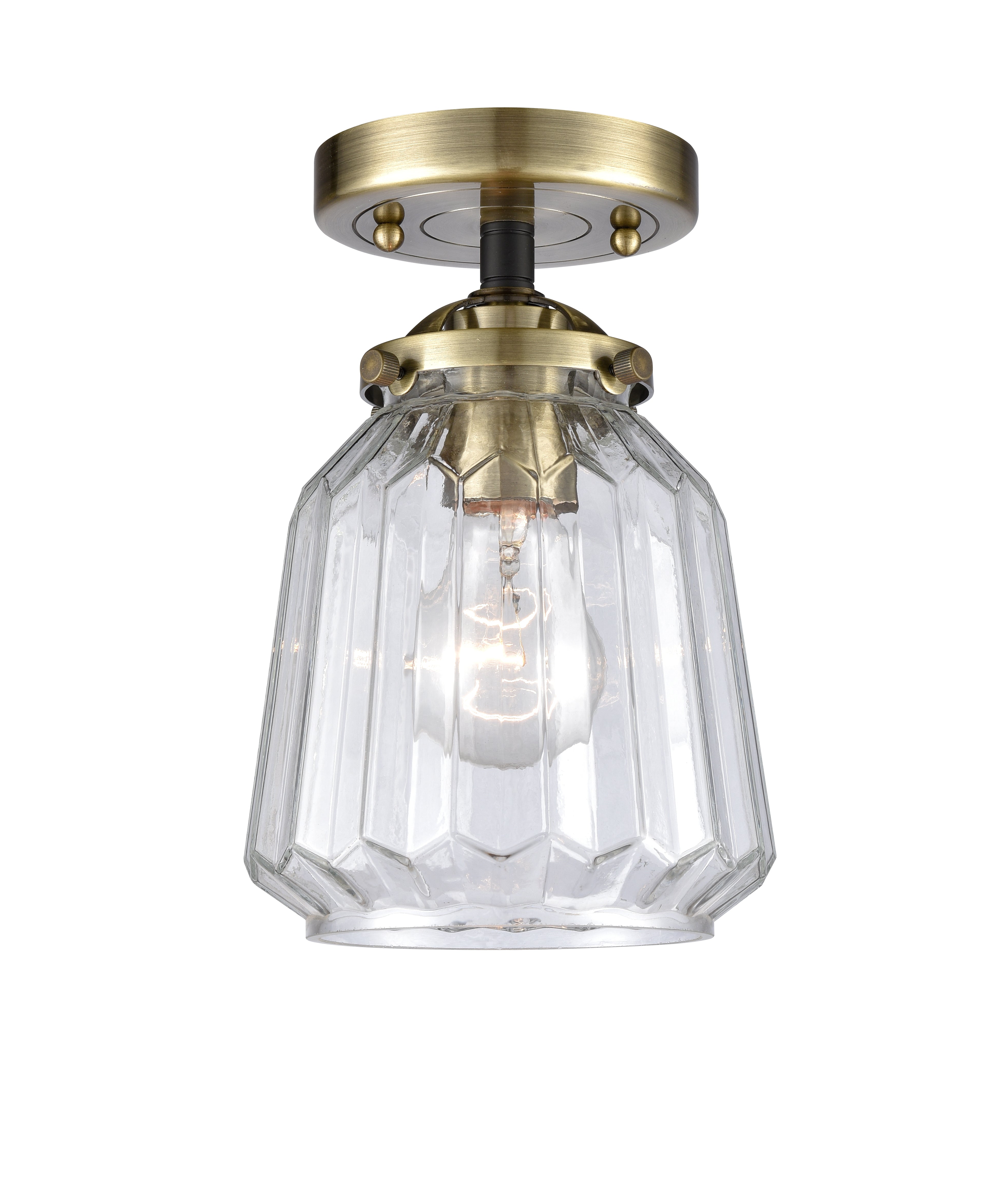 Nouveau Semi-Flush Mount Brushed Satin Nickel