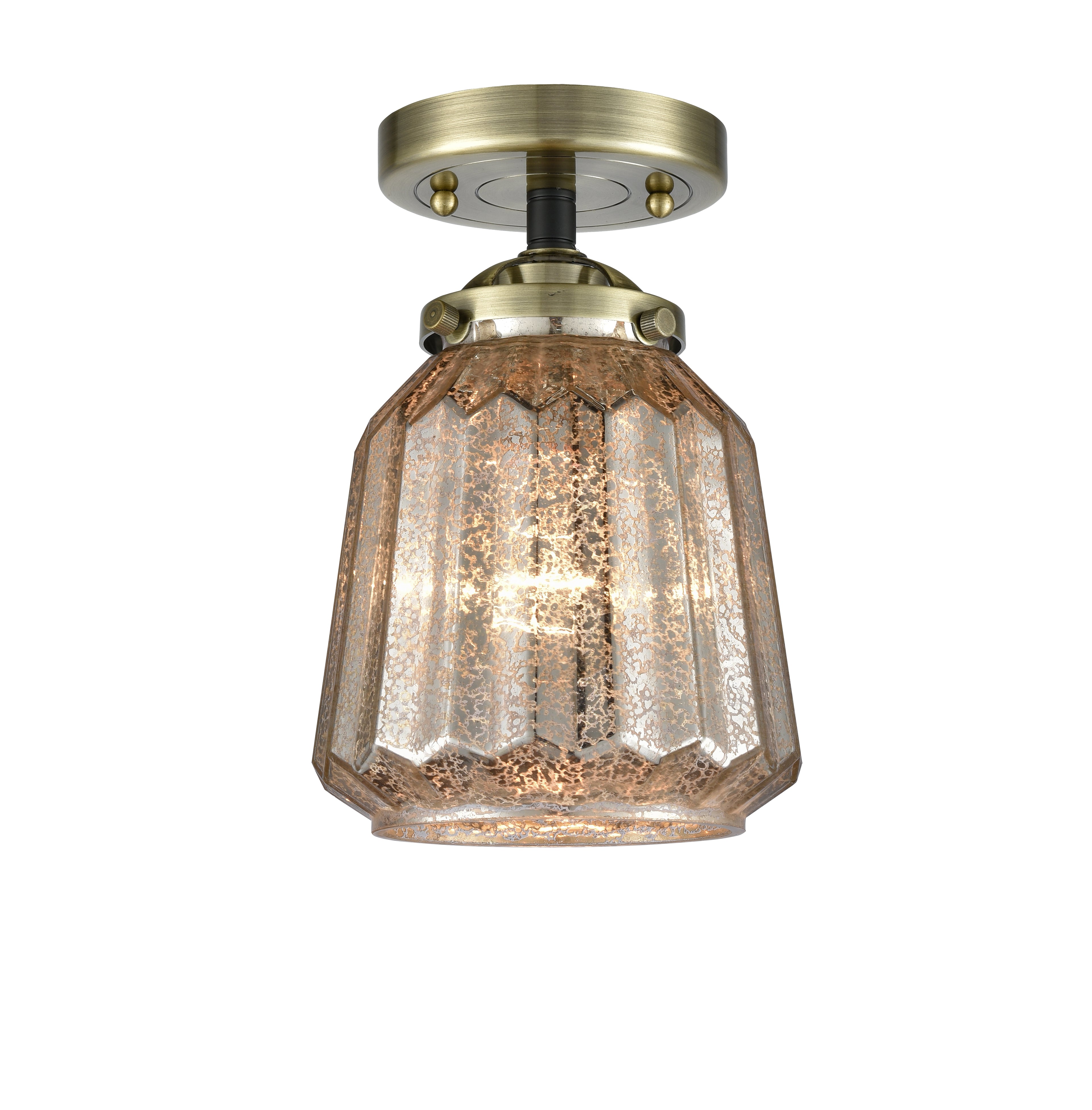 Nouveau Semi-Flush Mount Brushed Satin Nickel