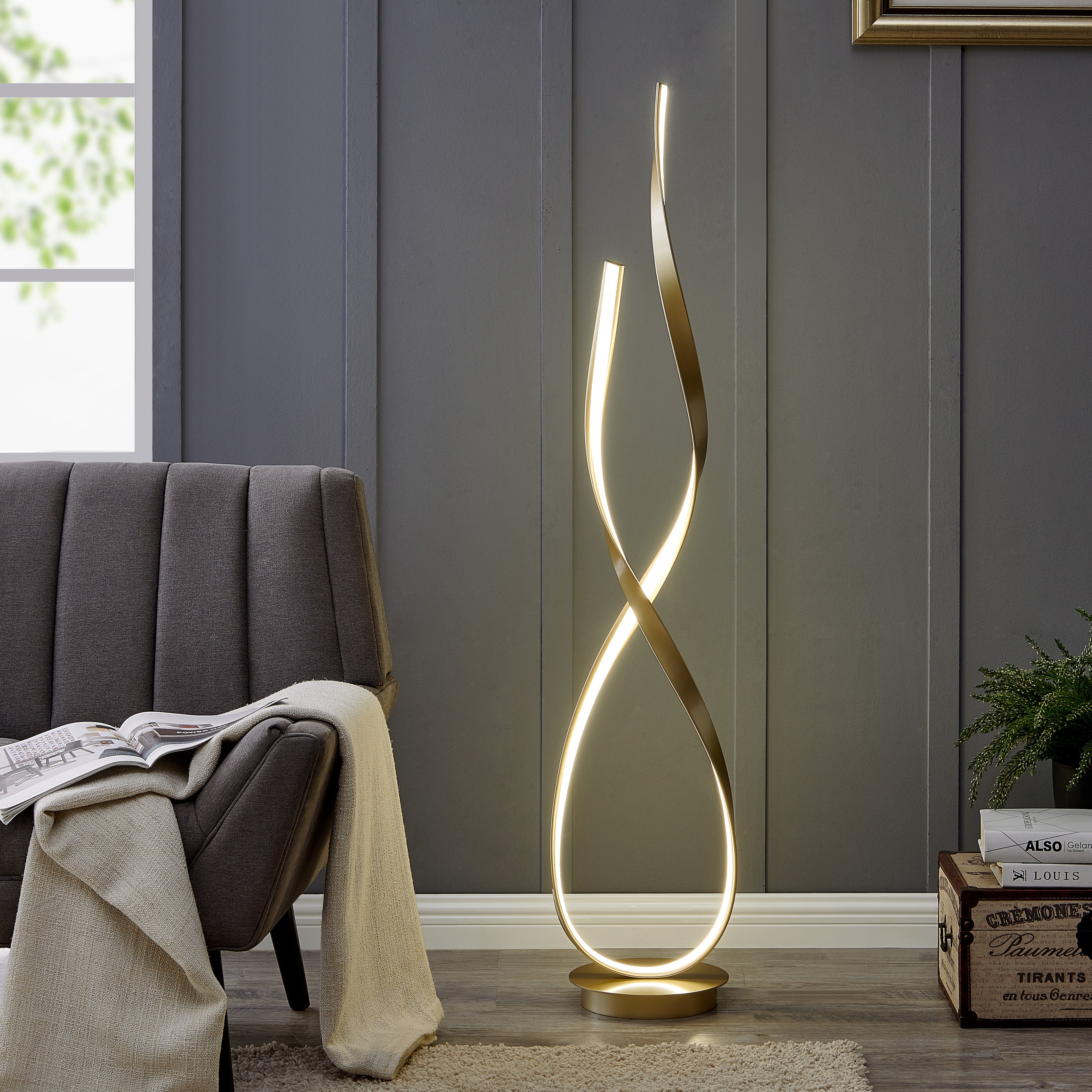 Sandy Gold Vienna LED 55" Tall Floor Lamp | Dimmable